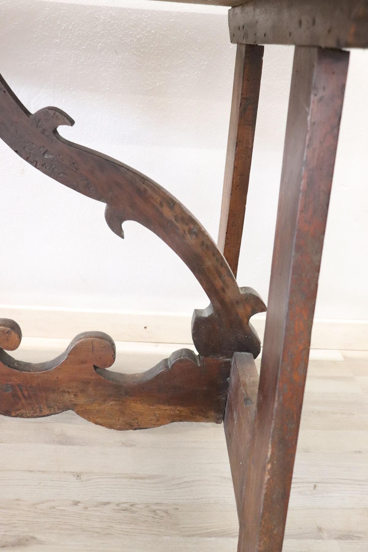 17th Century Italian Walnut Fratino Table or Desk with Lyre Legs 4