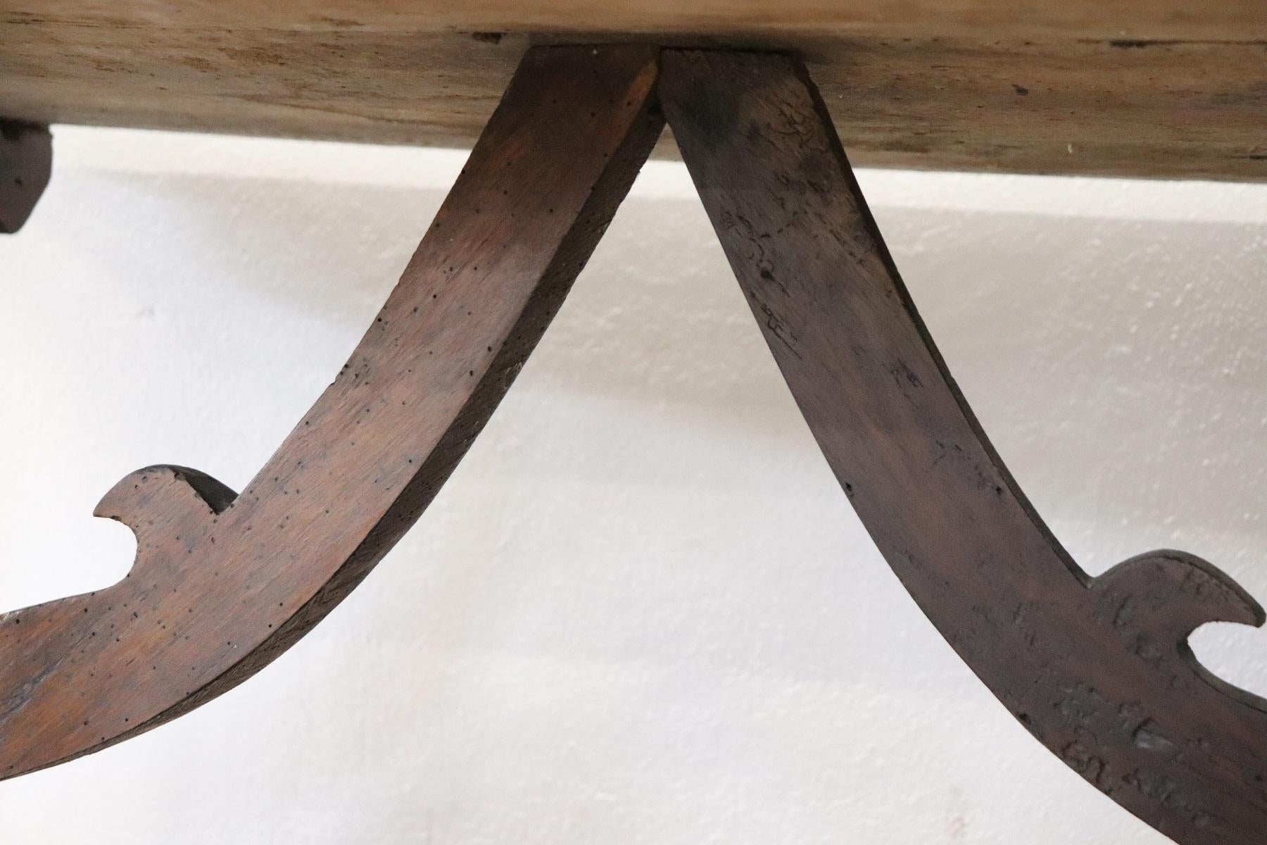 17th Century Italian Walnut Fratino Table or Desk with Lyre Legs 6