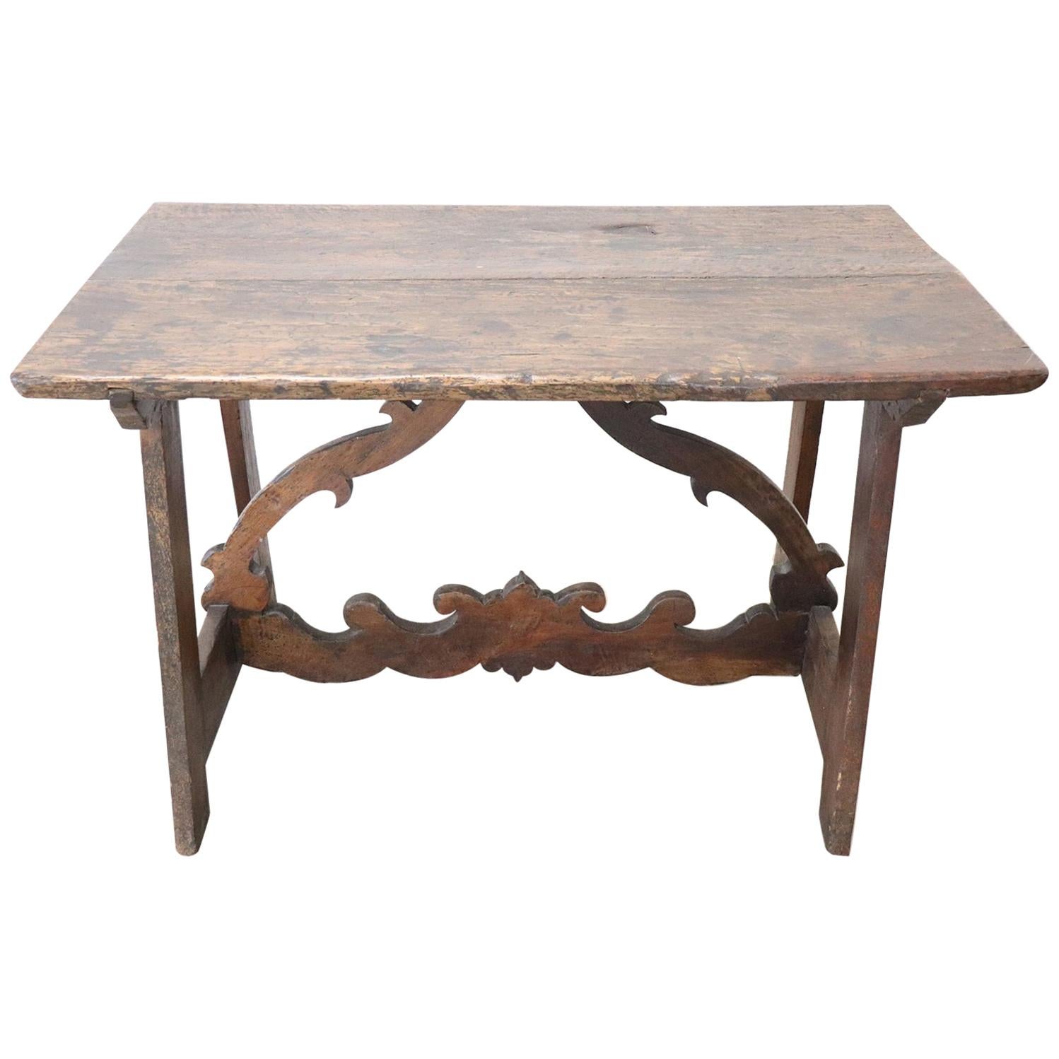 17th Century Italian Walnut Fratino Table or Desk with Lyre Legs