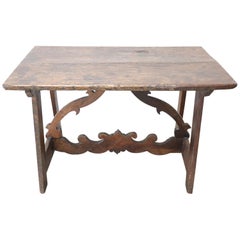 17th Century Italian Walnut Fratino Table or Desk with Lyre Legs