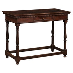 17th Century Italian Walnut Narrow Console / Center Table with Drawer 