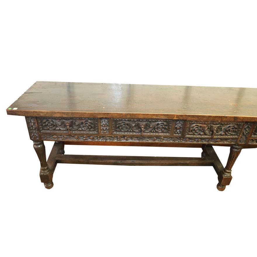 Baroque 17th Century Italian Walnut Refectory Table with Drawers For Sale