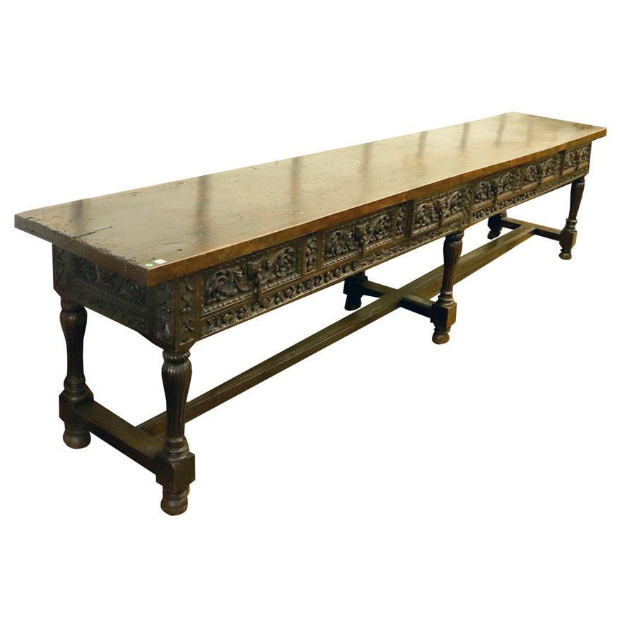 18th Century and Earlier 17th Century Italian Walnut Refectory Table with Drawers For Sale