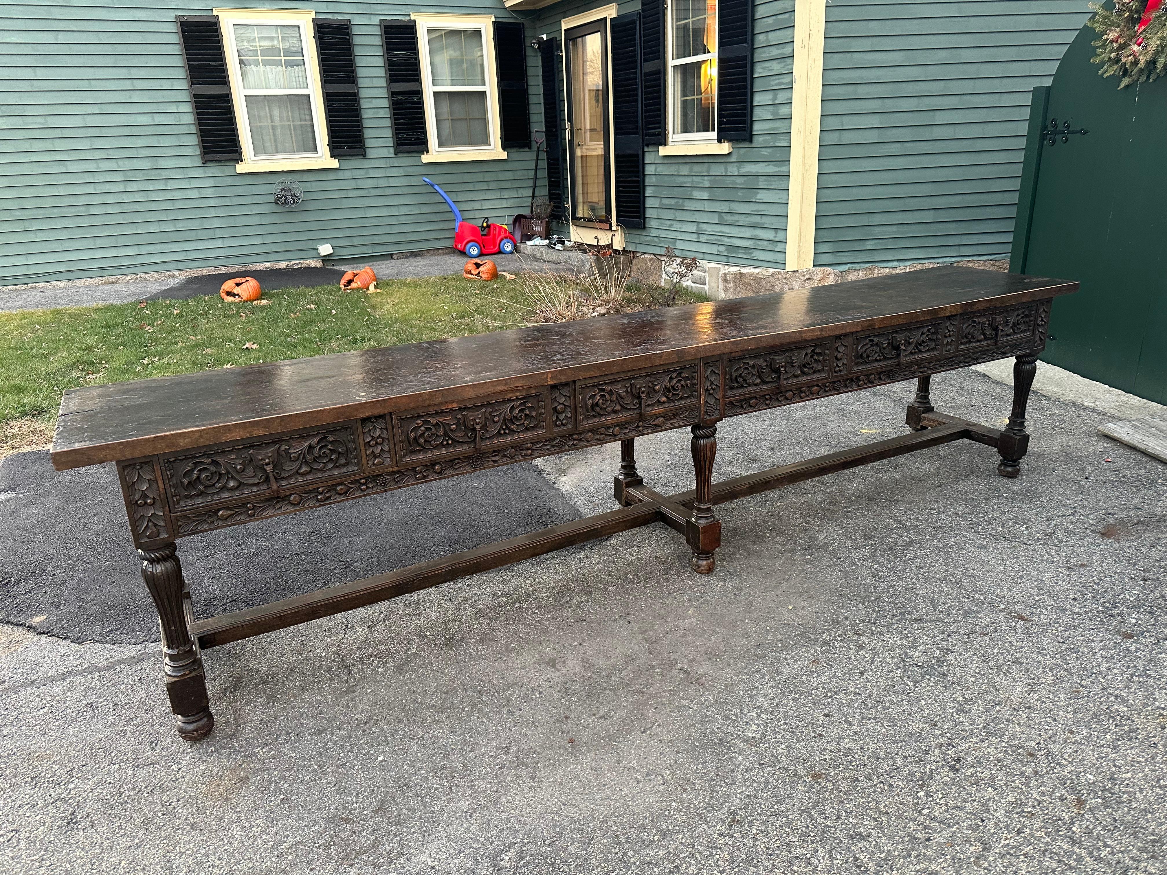 18th Century and Earlier 17th Century Spanish Walnut Refectory Table with Drawers