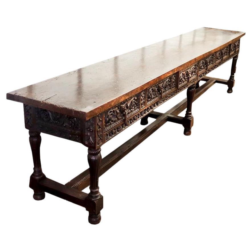 17th Century Italian Walnut Refectory Table with Drawers For Sale