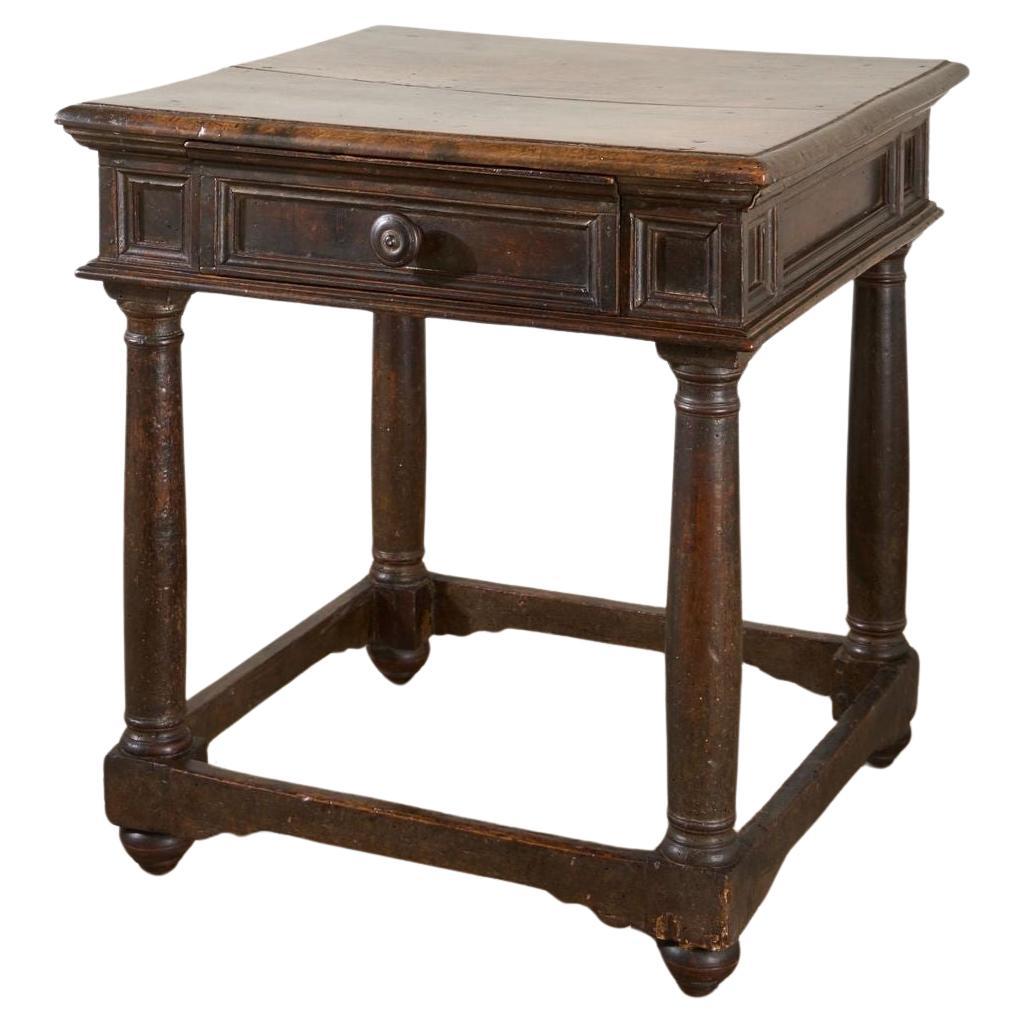 17th Century Italian walnut square side table For Sale