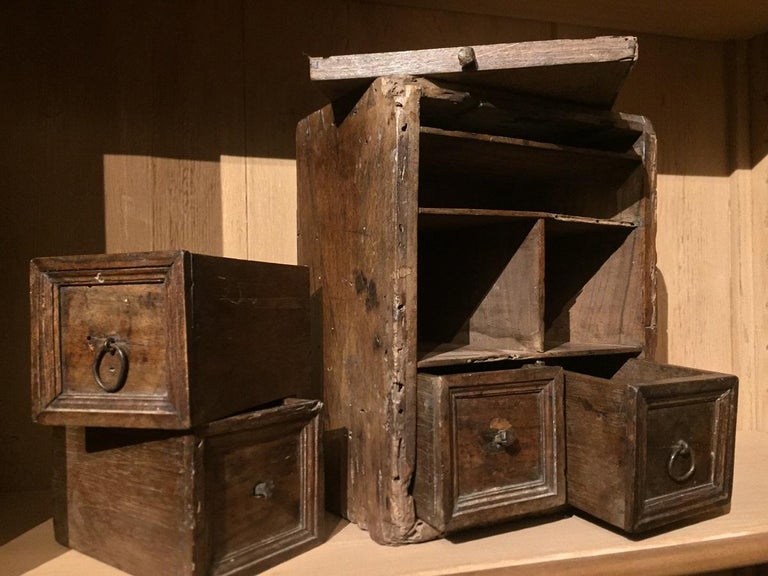 Hand-Crafted 17th Century Italian Walnut Travel Cabinet