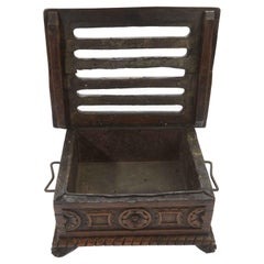 17th Century Italian Walnut Warmer Brazier Renaissance Style Walnut Box