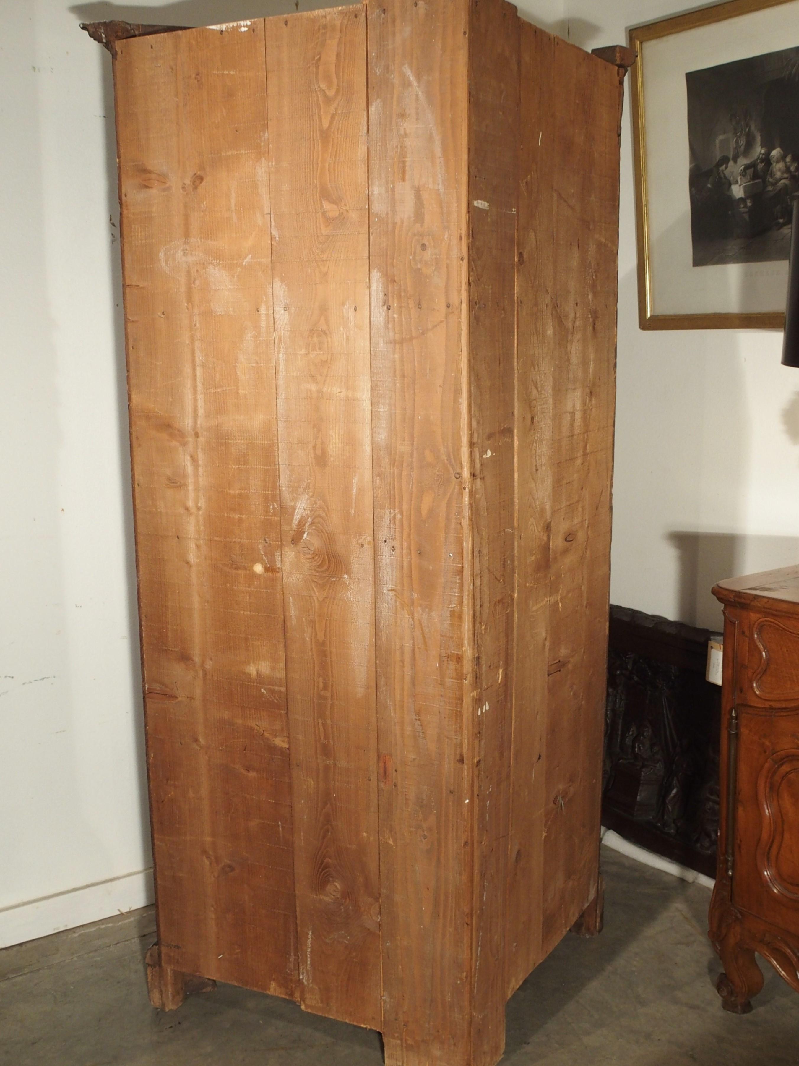 Hand-Carved 17th Century Italian Walnut Wood Corner Cabinet