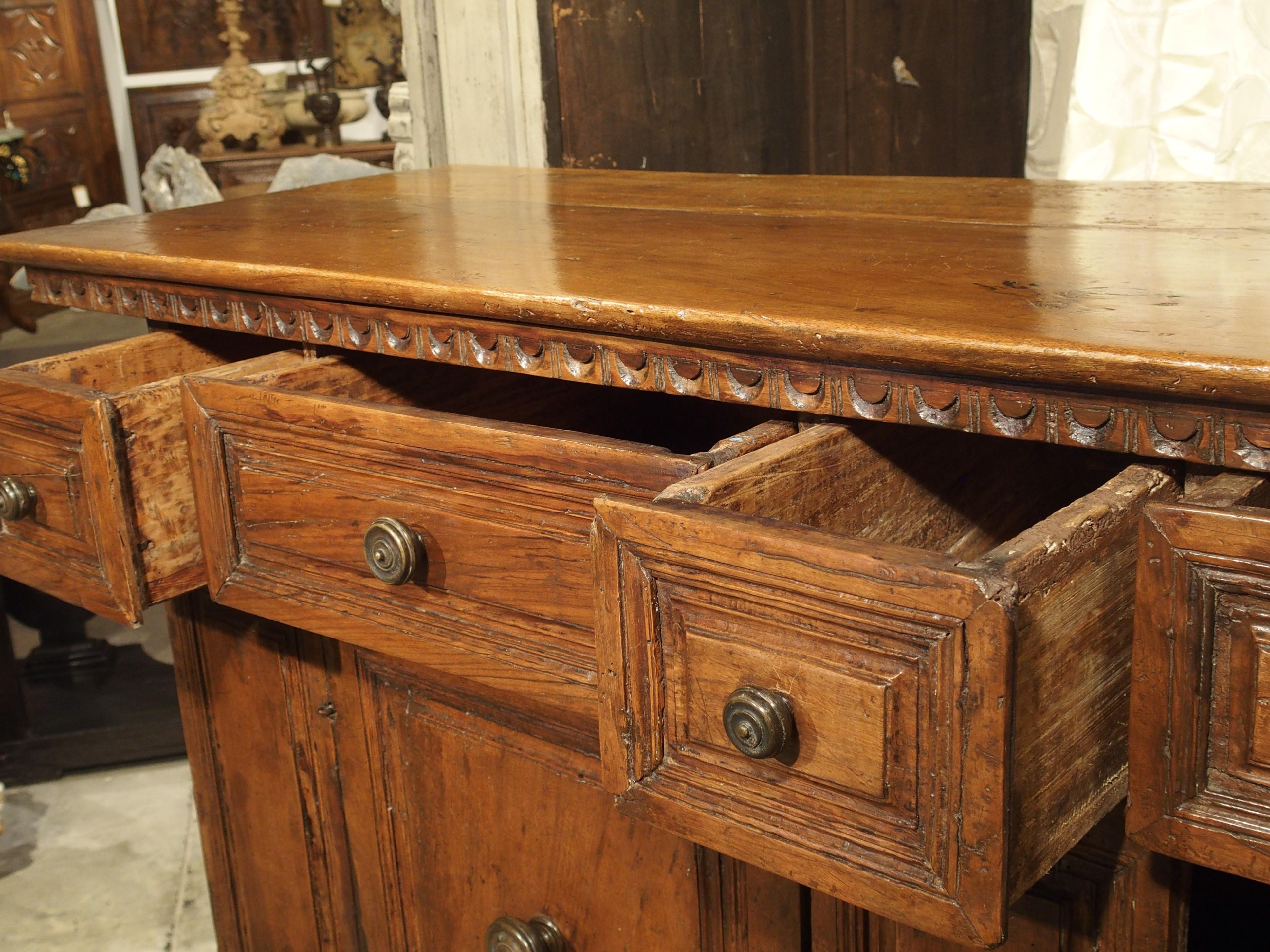 17th Century Italian Walnut Wood “Madia” Cabinet with Carved Bracket Base 4