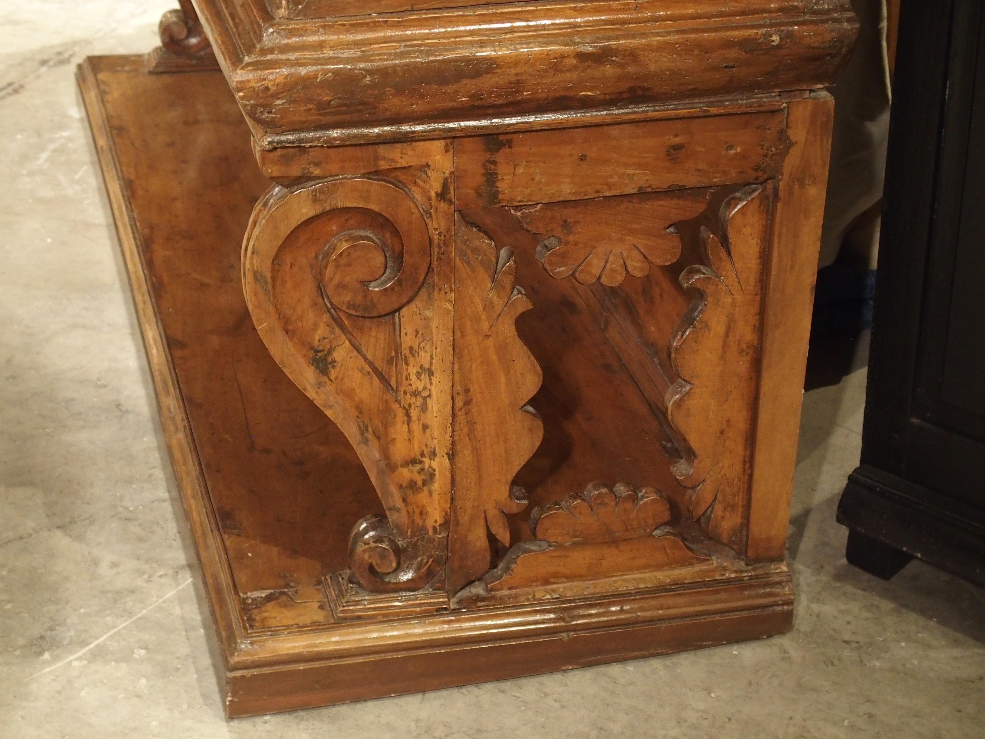 17th Century Italian Walnut Wood “Madia” Cabinet with Carved Bracket Base 6