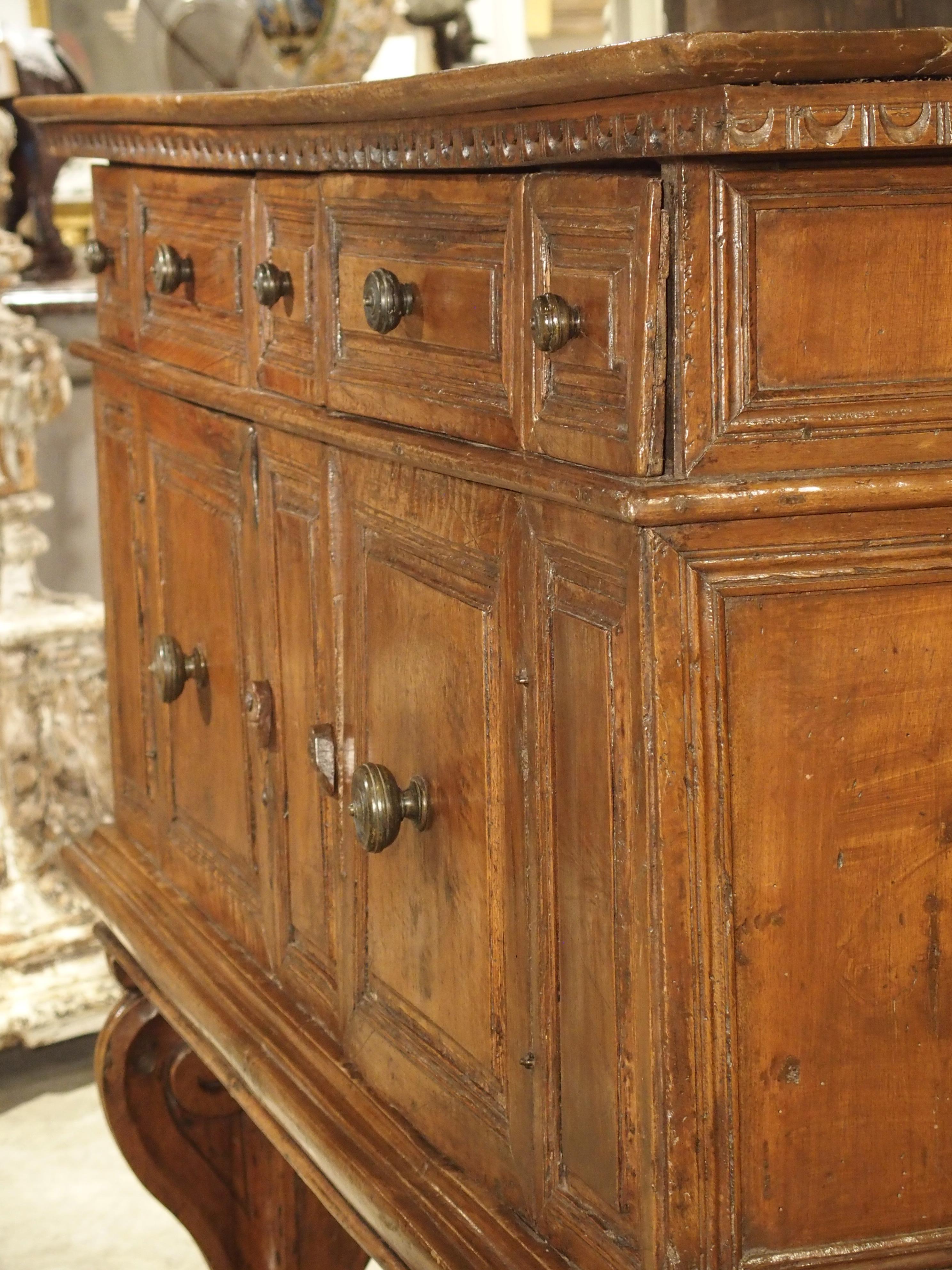 17th Century Italian Walnut Wood “Madia” Cabinet with Carved Bracket Base 7