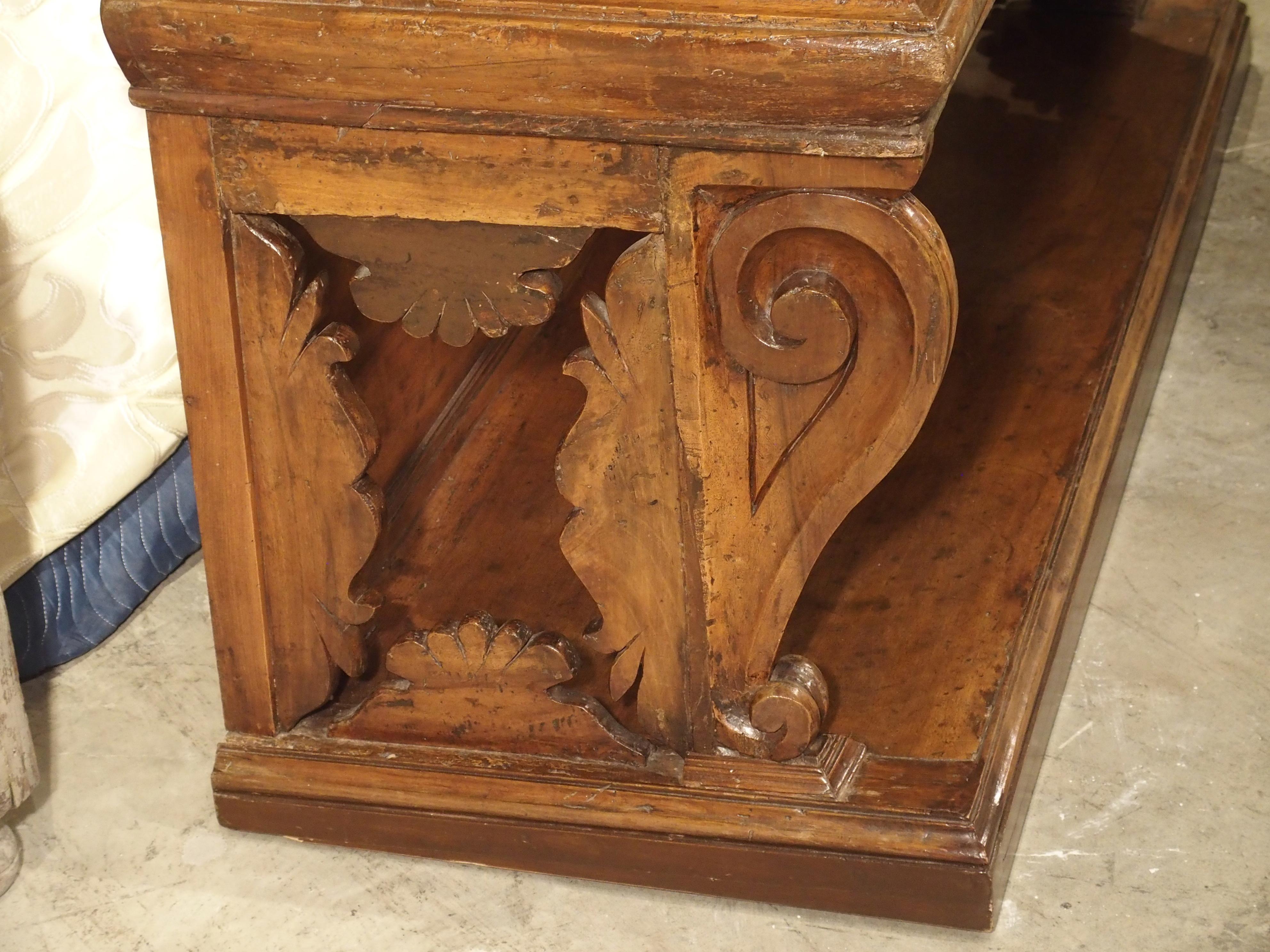 17th Century Italian Walnut Wood “Madia” Cabinet with Carved Bracket Base 9