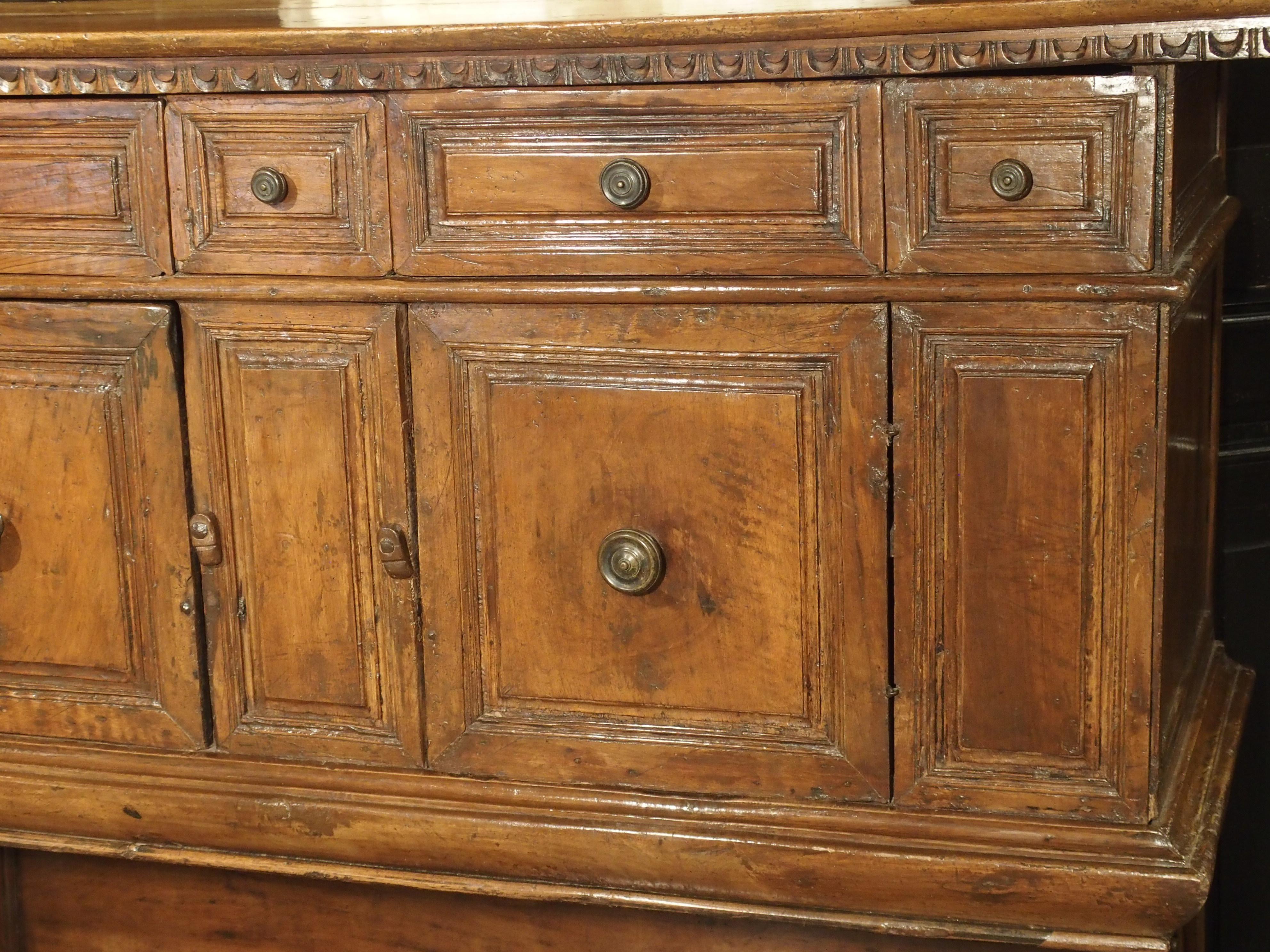 17th Century Italian Walnut Wood “Madia” Cabinet with Carved Bracket Base 13