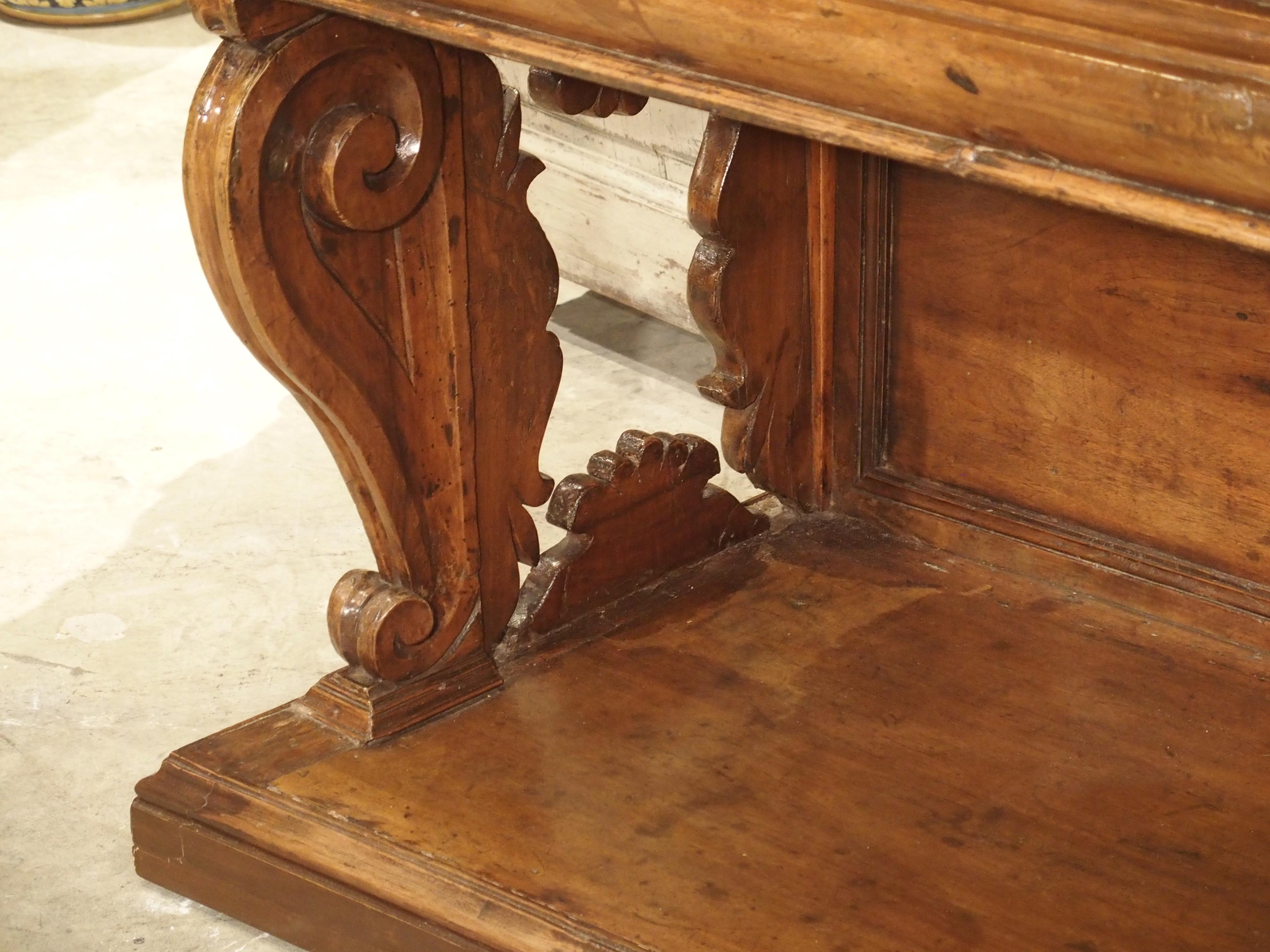 17th Century Italian Walnut Wood “Madia” Cabinet with Carved Bracket Base 2