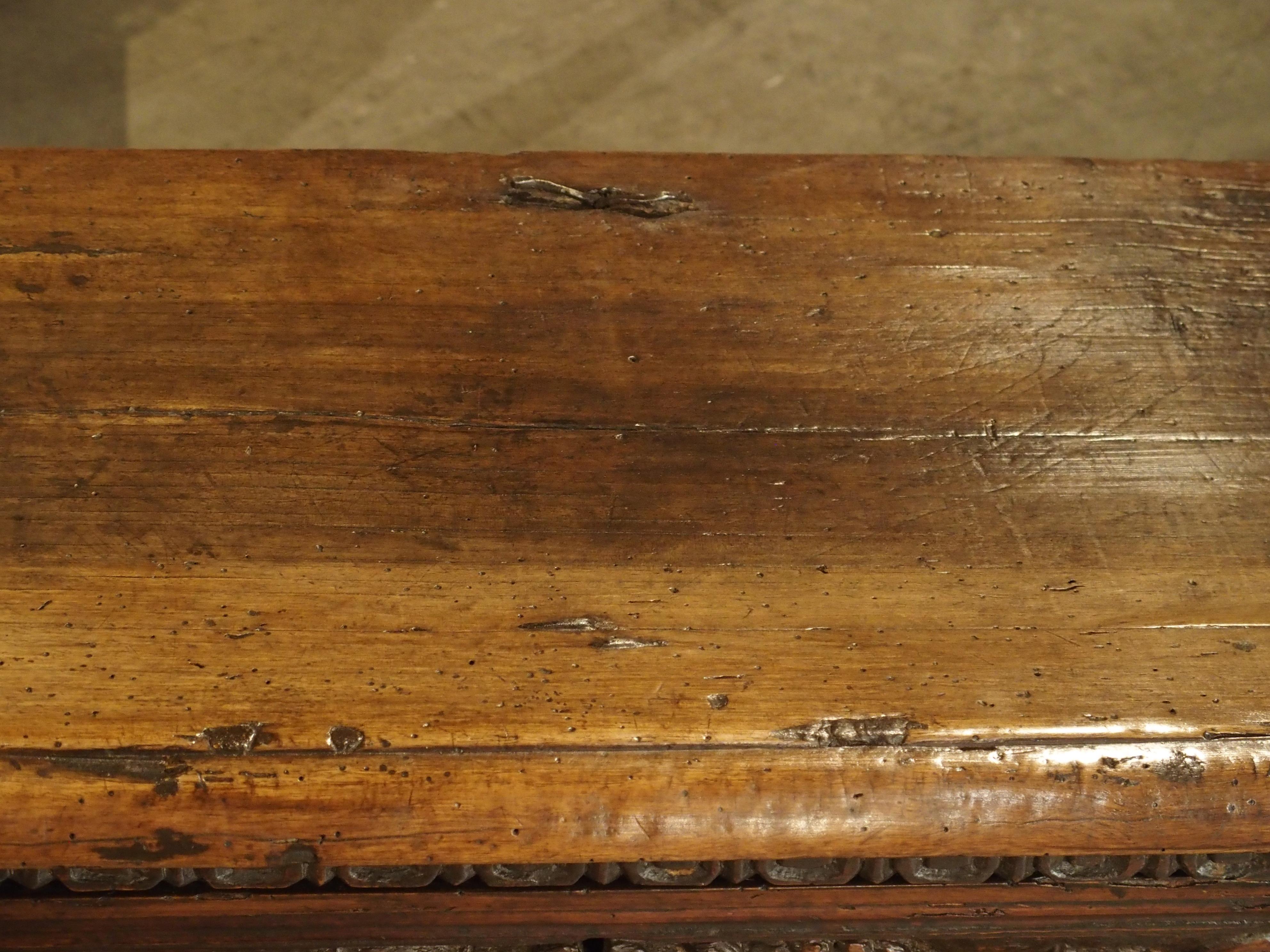 17th Century Italian Walnut Wood Renaissance Trunk 11