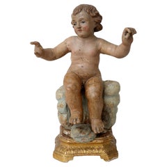 17th century Italian wooden sculpture of a baby