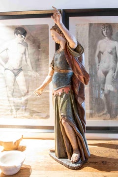 17th Century Italian Wooden Sculpture with Original Polychrome