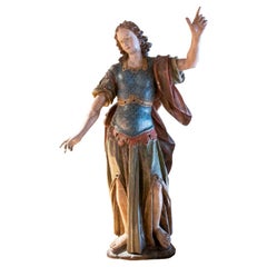 17th Century Italian Wooden Sculpture with Original Polychrome