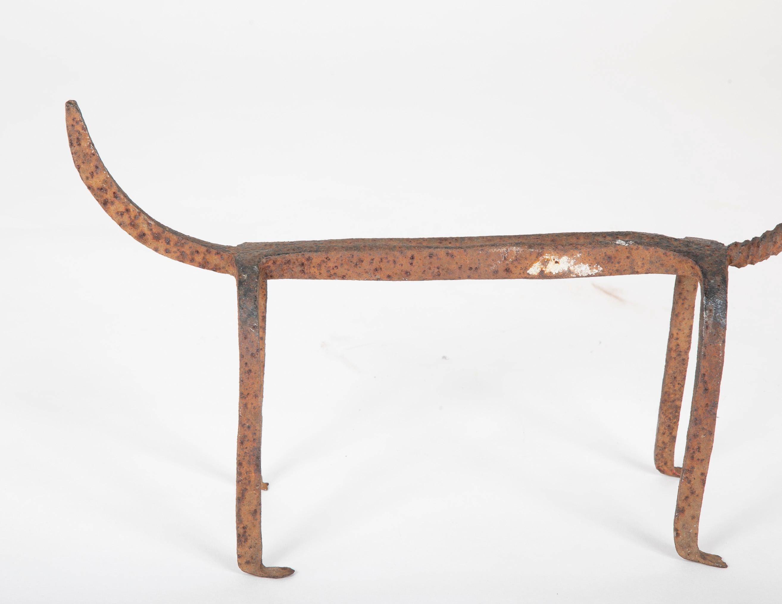 Hand-Crafted 17th Century Italian Wrought Iron Fire Dog