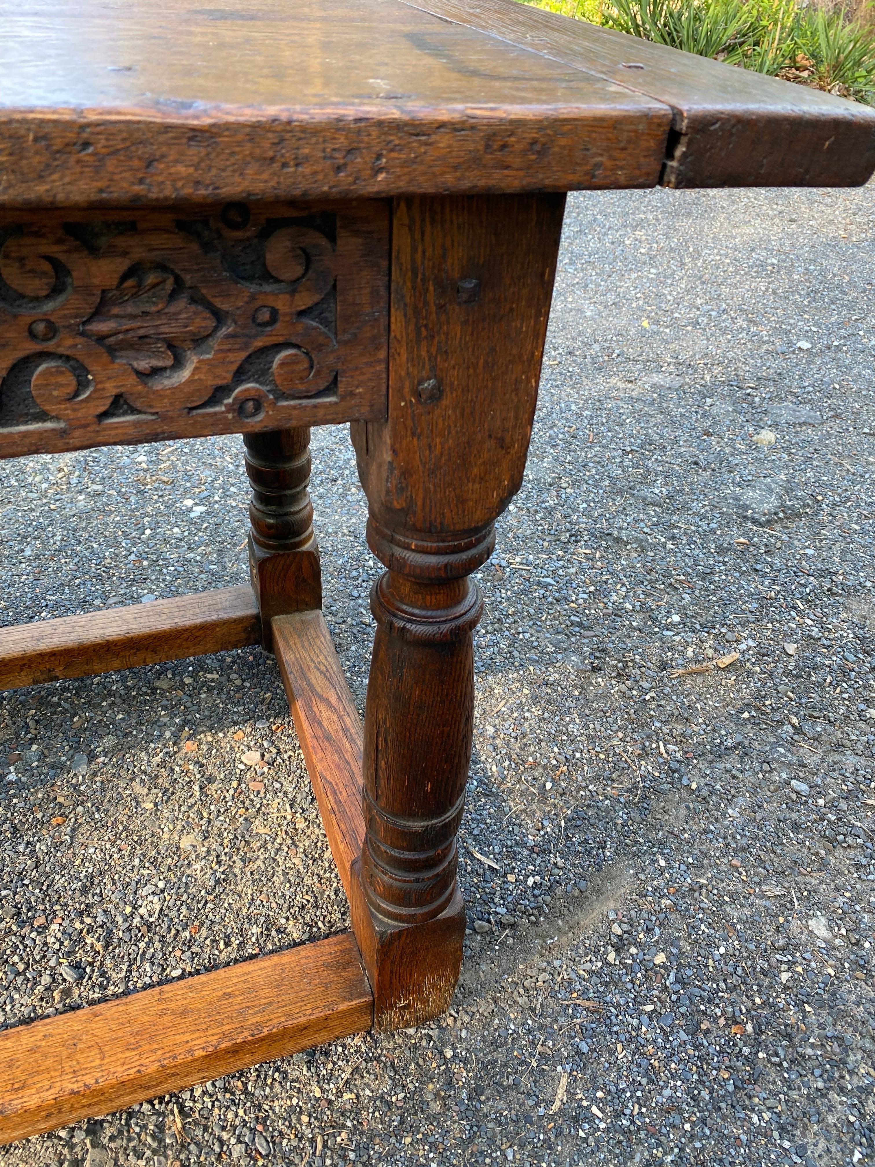 17th Century Jacobean 3 Plank Oak Refectory Table For Sale 7