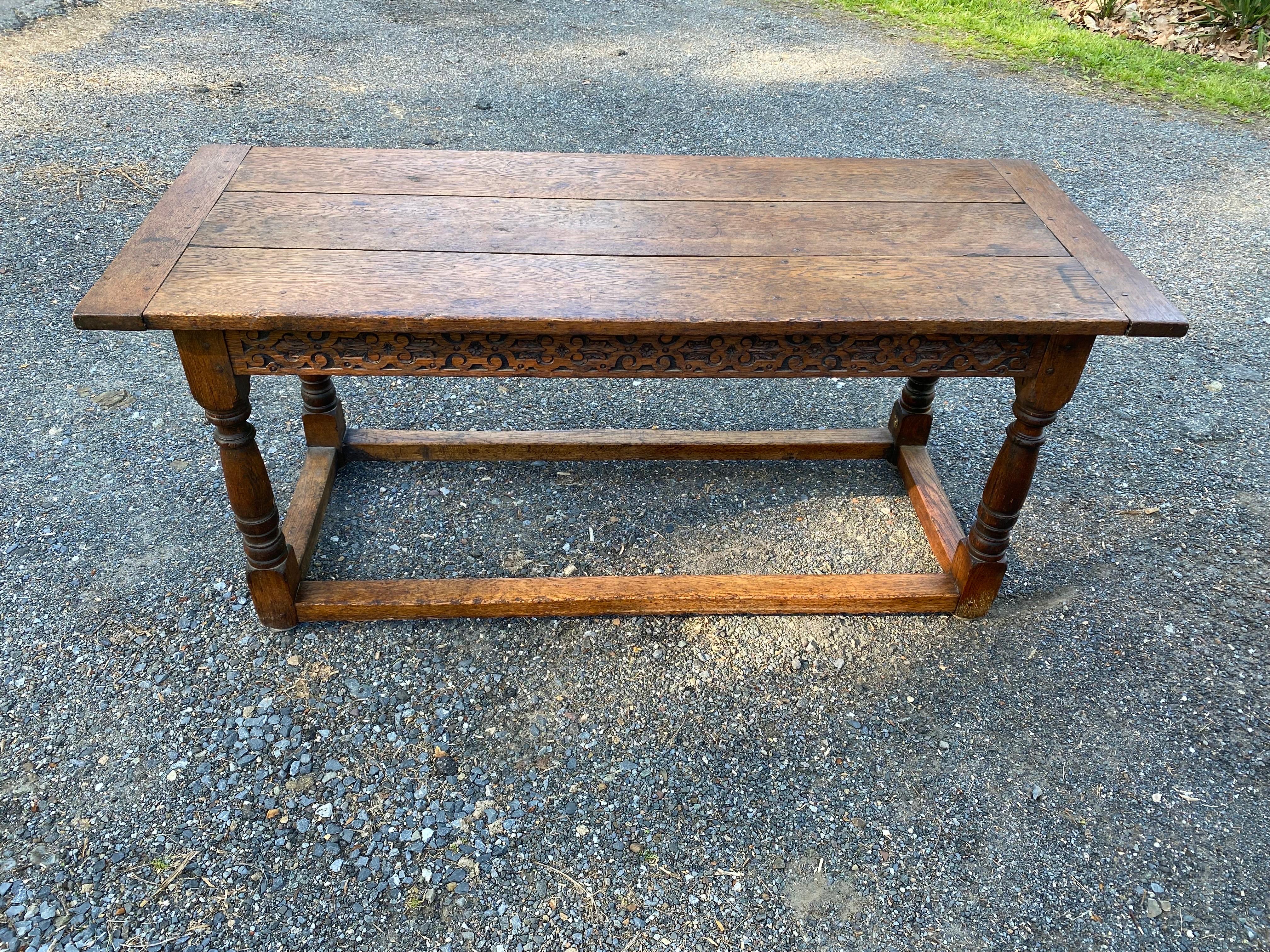 17th Century Jacobean 3 Plank Oak Refectory Table For Sale 8