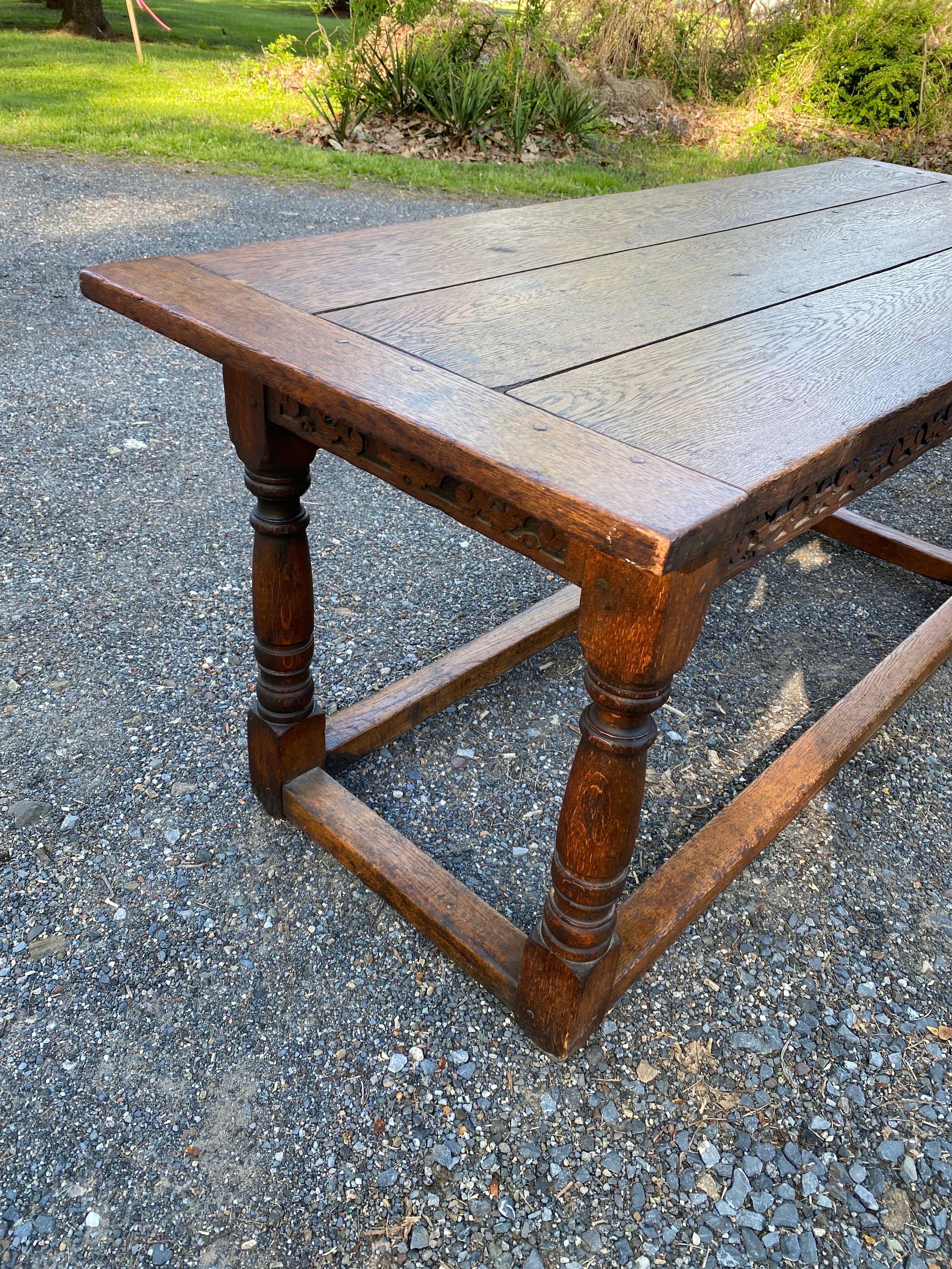 17th Century Jacobean 3 Plank Oak Refectory Table For Sale 9