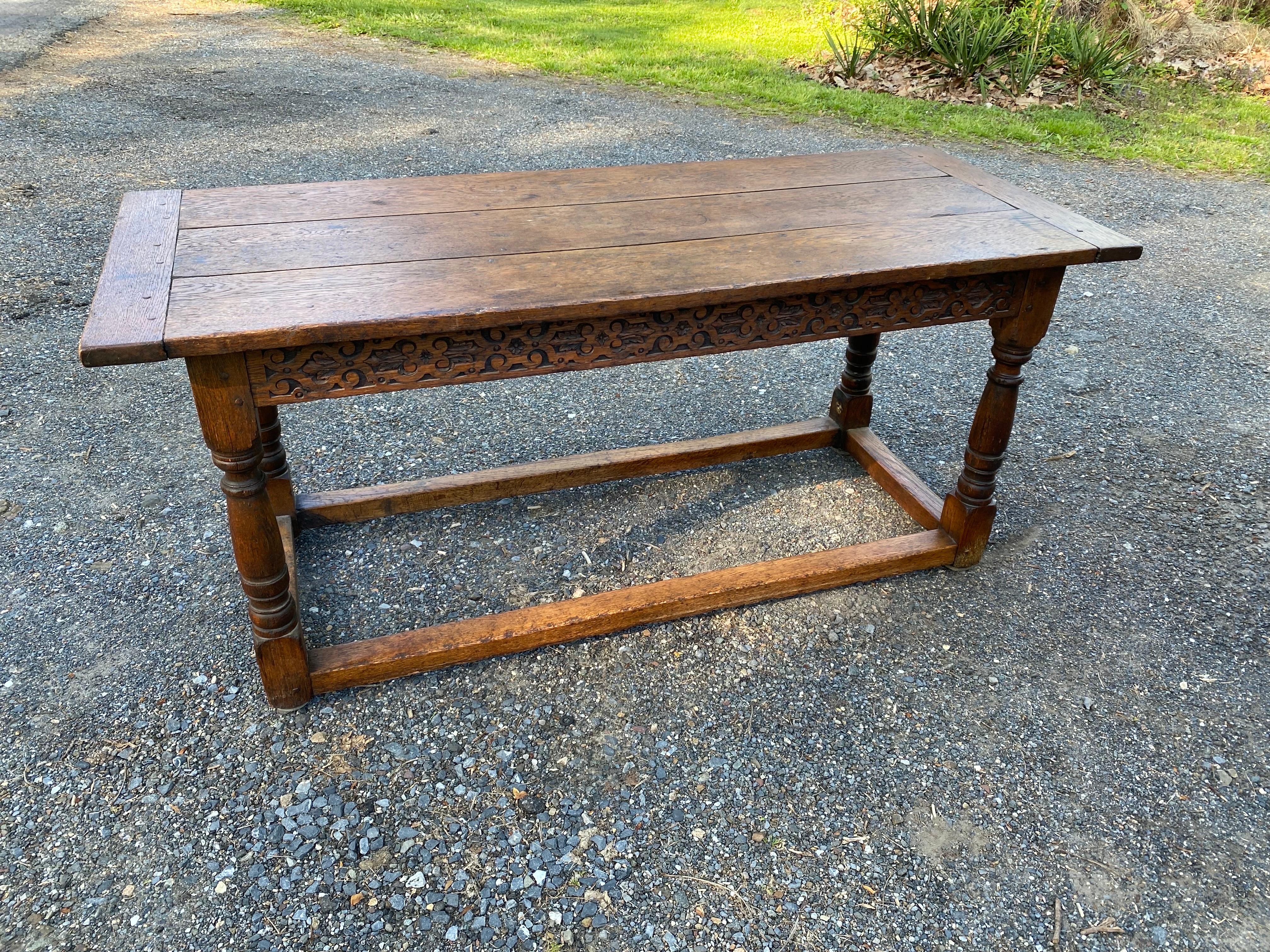 17th Century Jacobean 3 Plank Oak Refectory Table For Sale 10