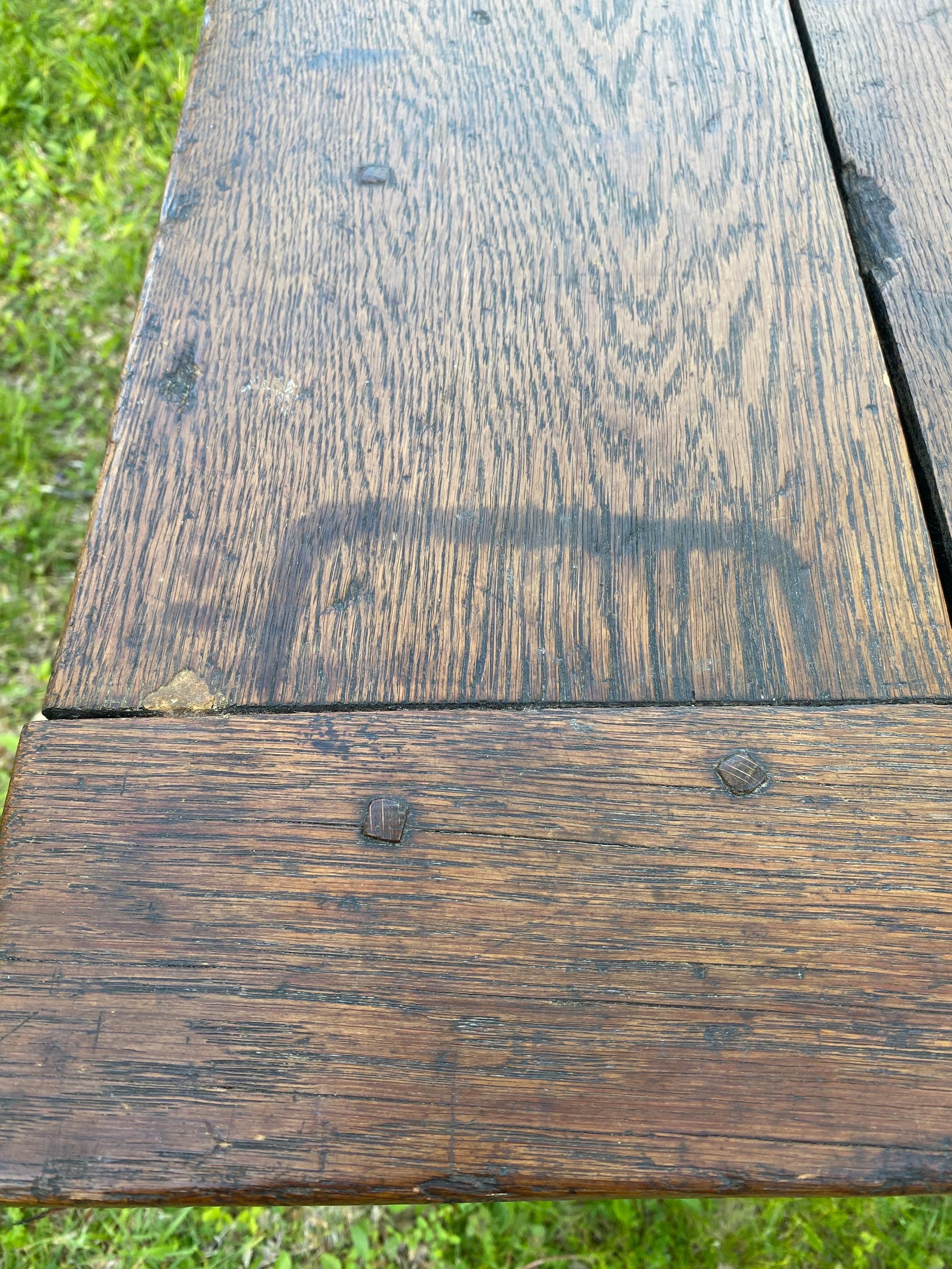 17th Century Jacobean 3 Plank Oak Refectory Table For Sale 14