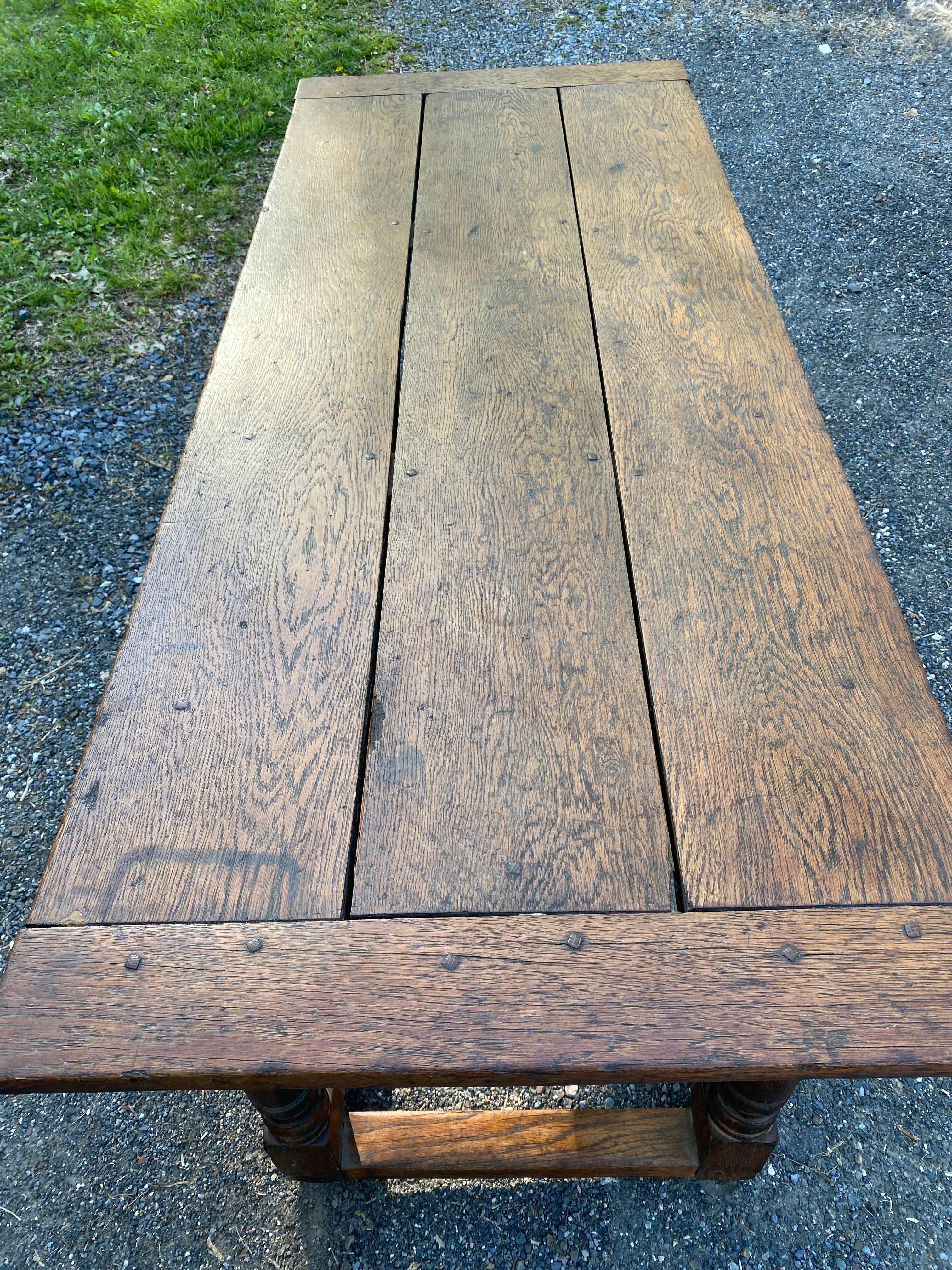 17th Century Jacobean 3 Plank Oak Refectory Table For Sale 2