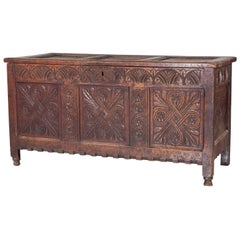 17th Century Jacobean Carved Oak Blanket Chest Coffer