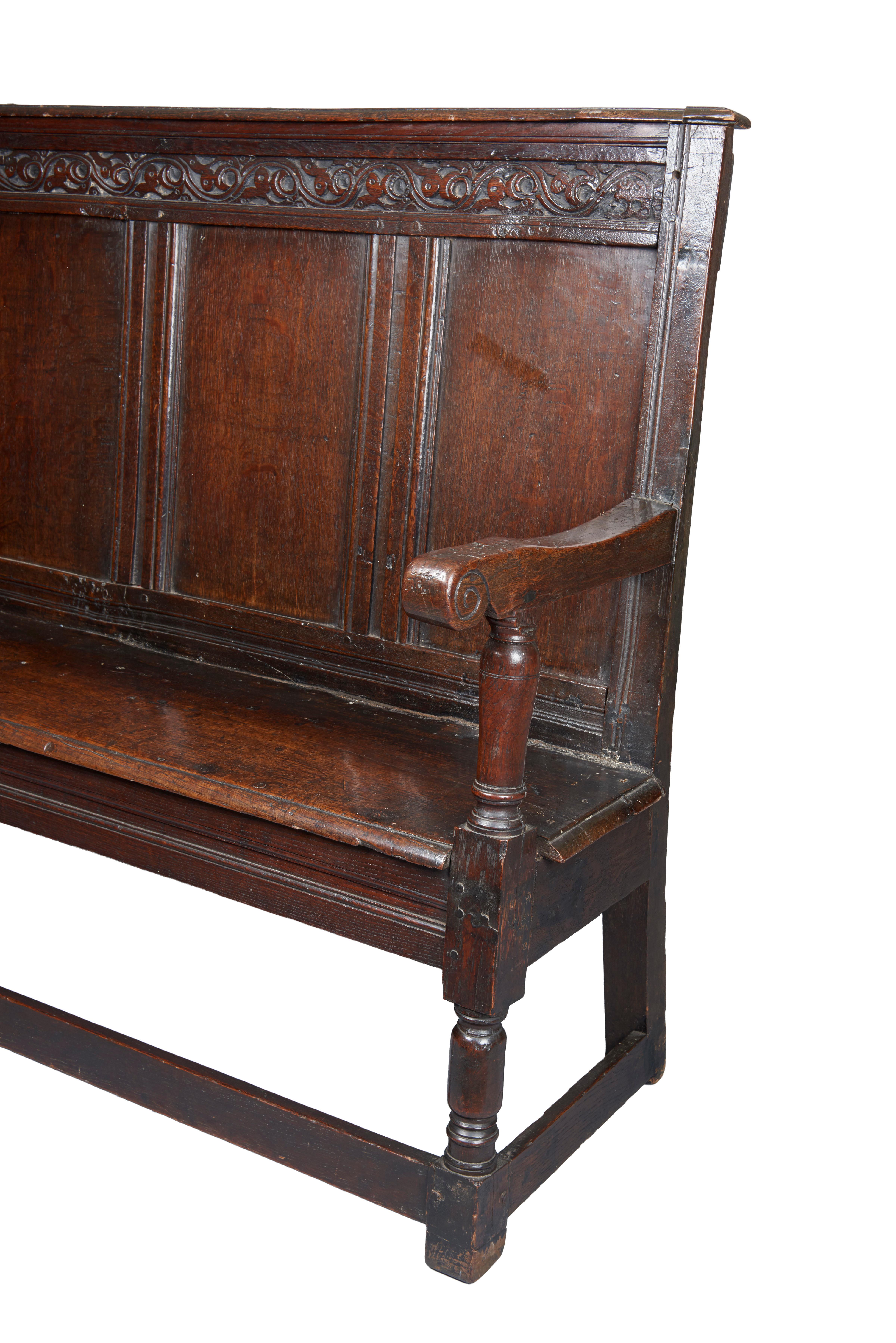 17th Century Jacobean English Oak Joined Settle For Sale at 1stDibs