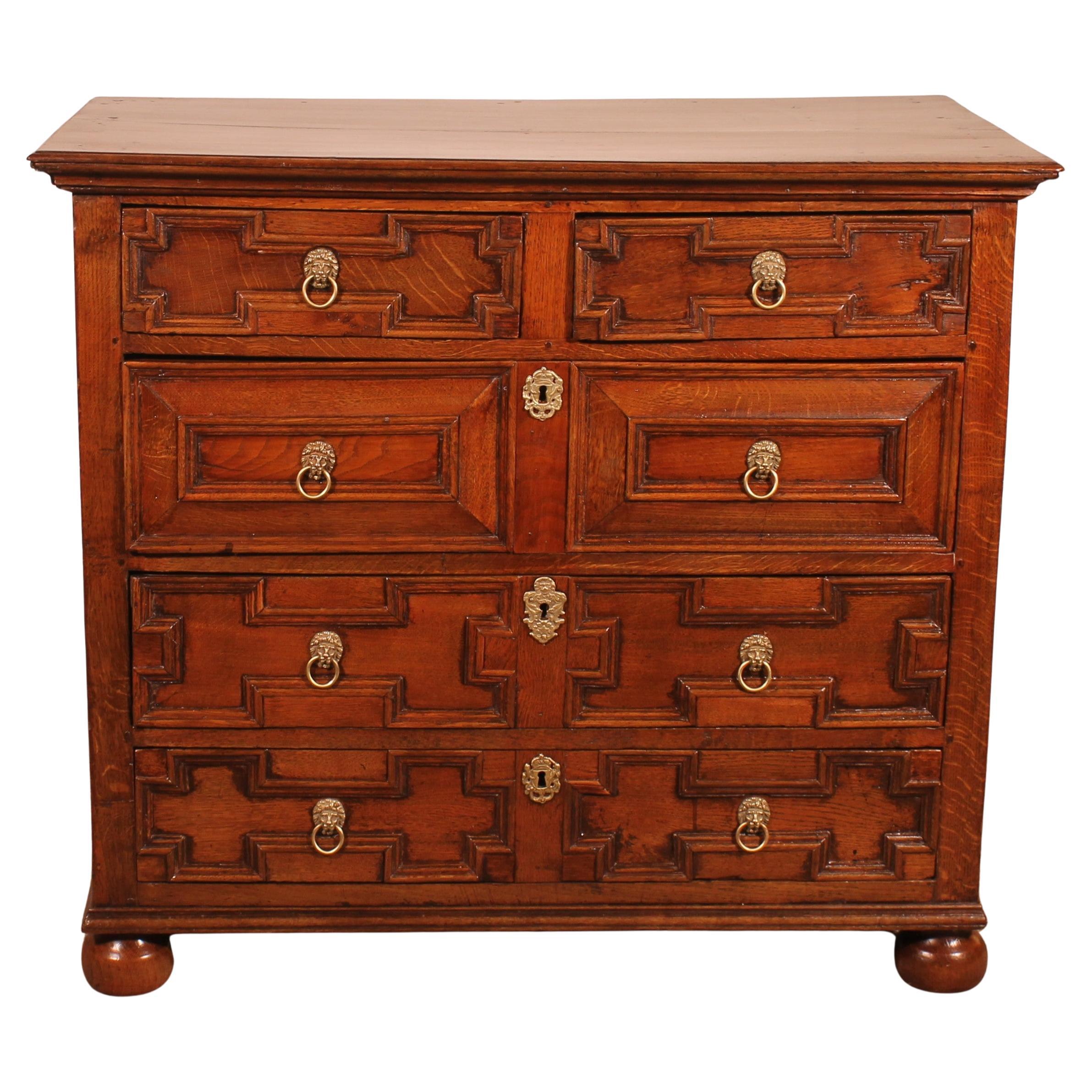17th Century Jacobean Oak Chest Of Drawers