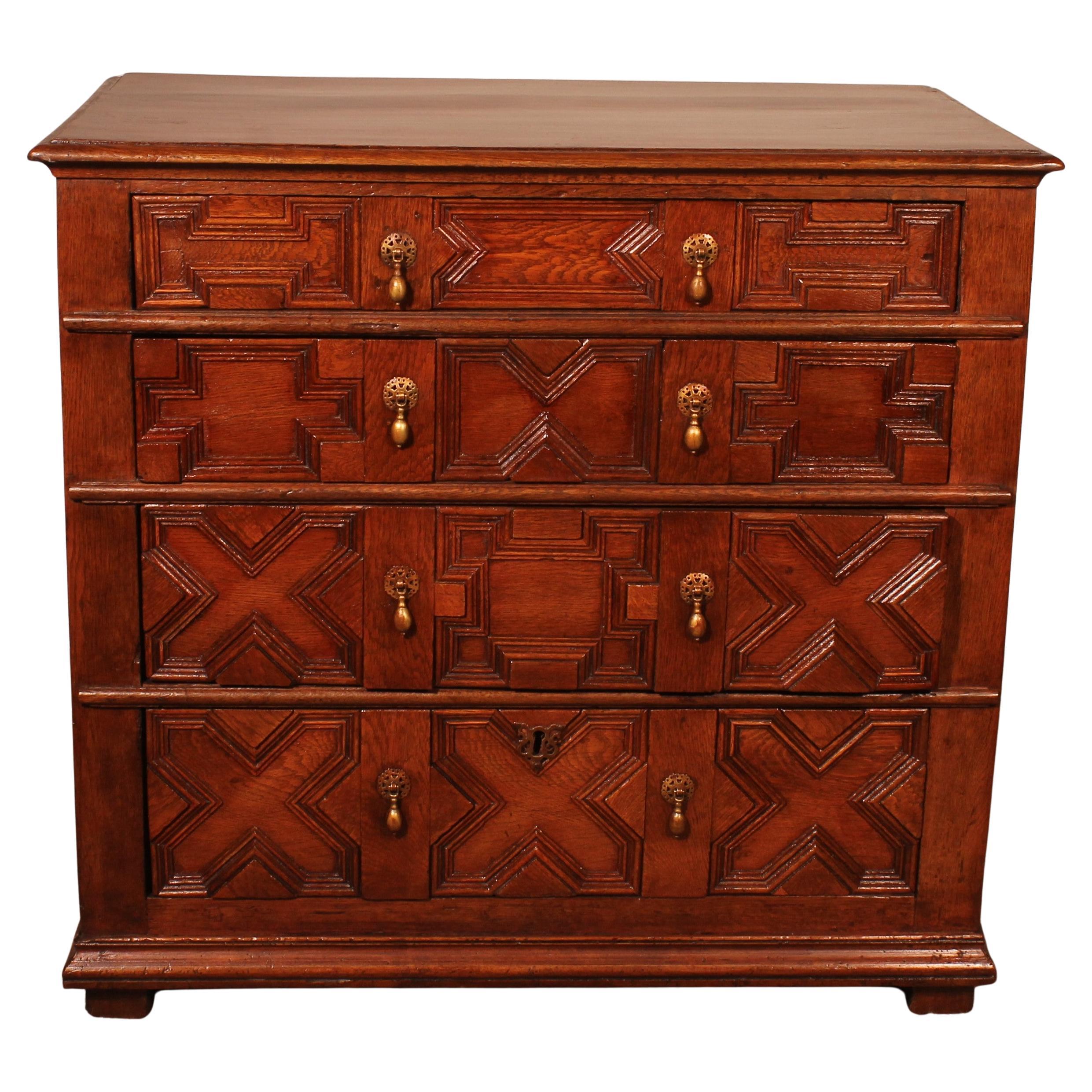 17th Century Jacobean Oak Chest Of Drawers