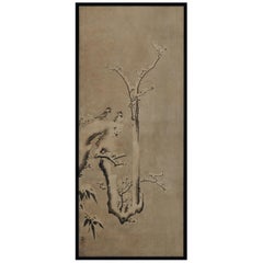 Used 17th Century Japanese Framed Painting by Kano Sansetsu, Plum Blossoms in Snow