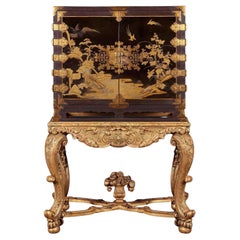 Antique 17th Century Japanese Lacquer Cabinet On French Giltwood Regence Stand