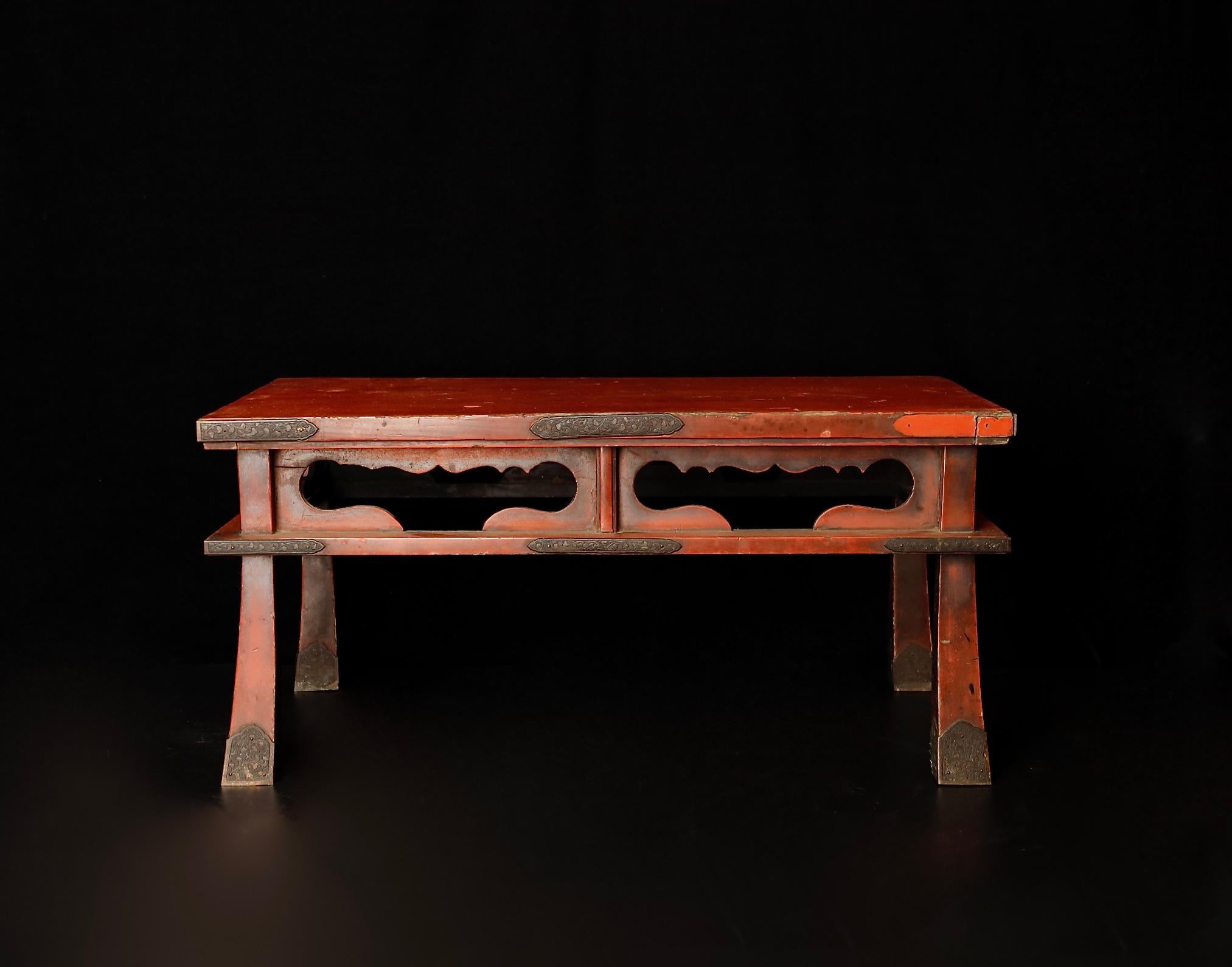 18th Century and Earlier 17th Century Japanese Negoro Style Lacquered Stand For Sale