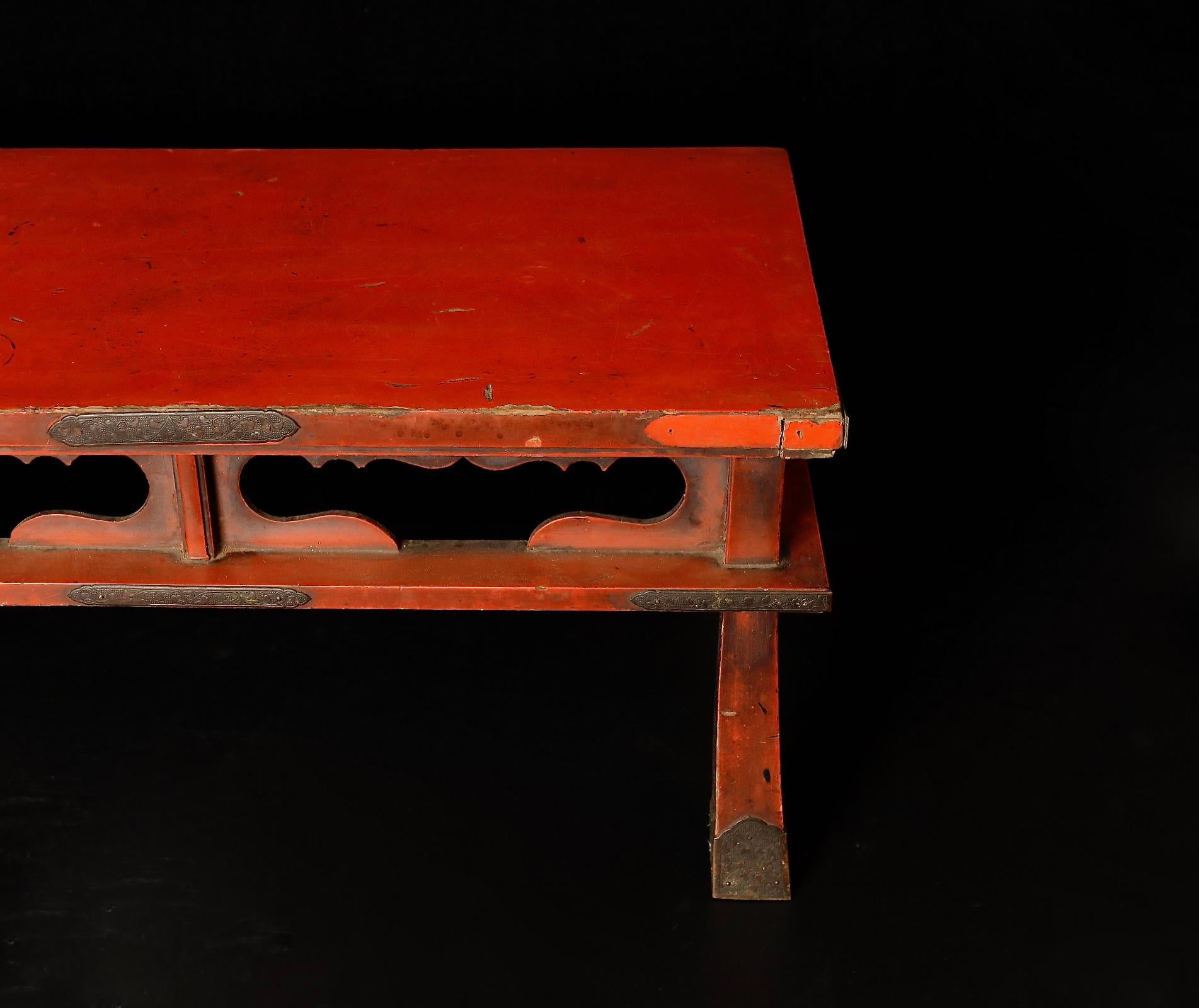 Wood 17th Century Japanese Negoro Style Lacquered Stand For Sale