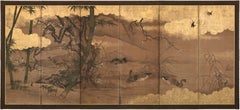 17th Century Japanese Screen. Flowers & Birds of Winter and Early Spring.