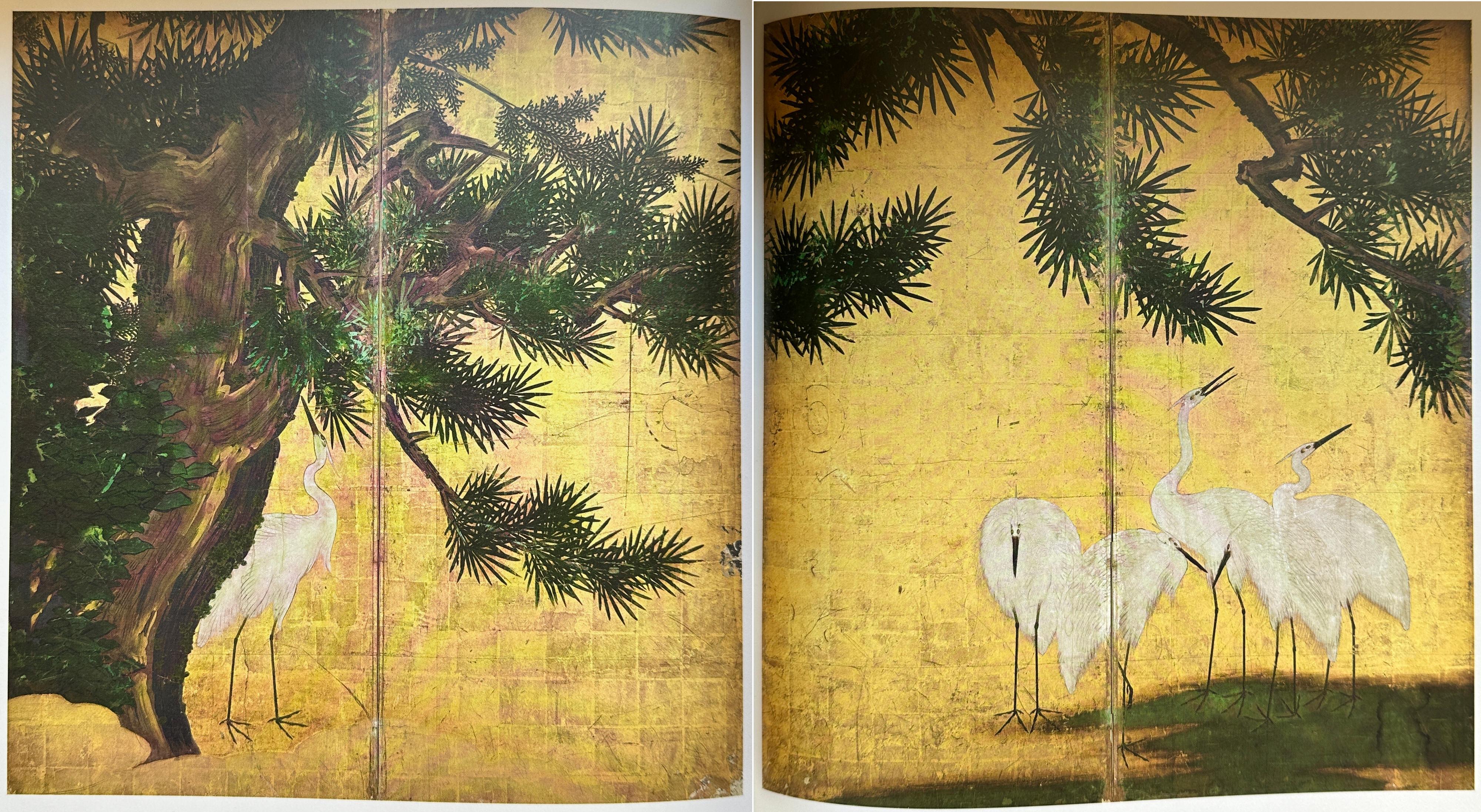 17th Century, Japanese Screen. Herons & Maple Trees, Kyoto Kano School 2