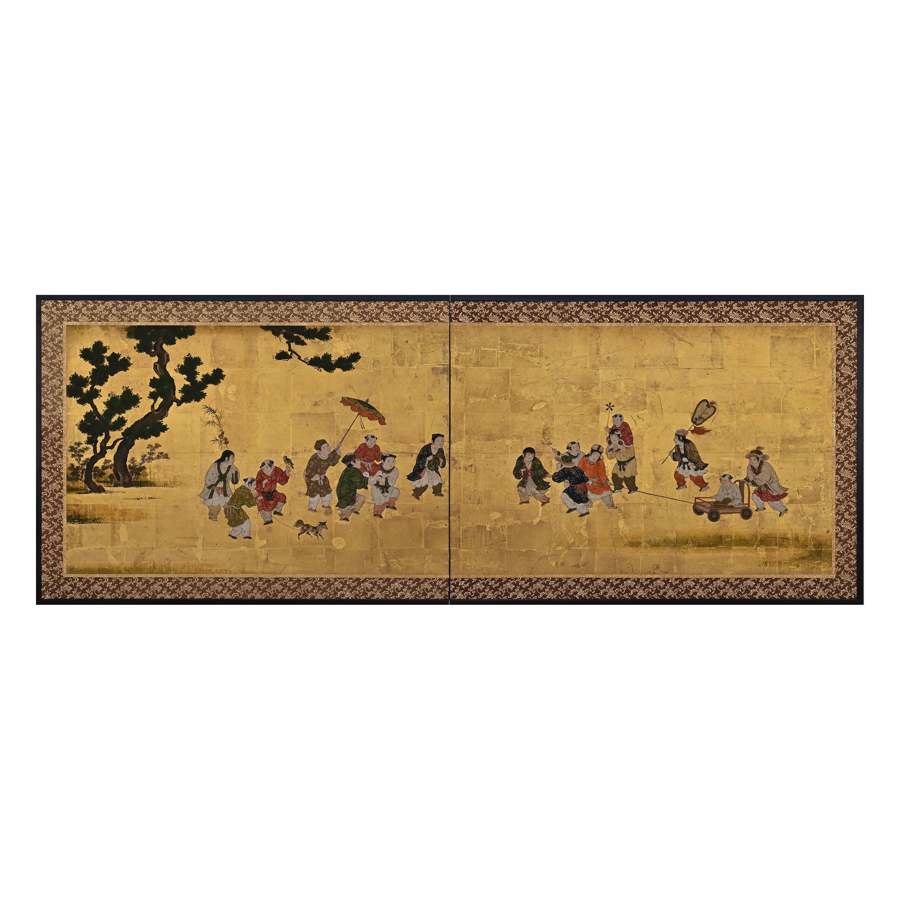 Paravent japonais du 17e siècle. Karako Asobi : Les enfants chinois en train de jouer