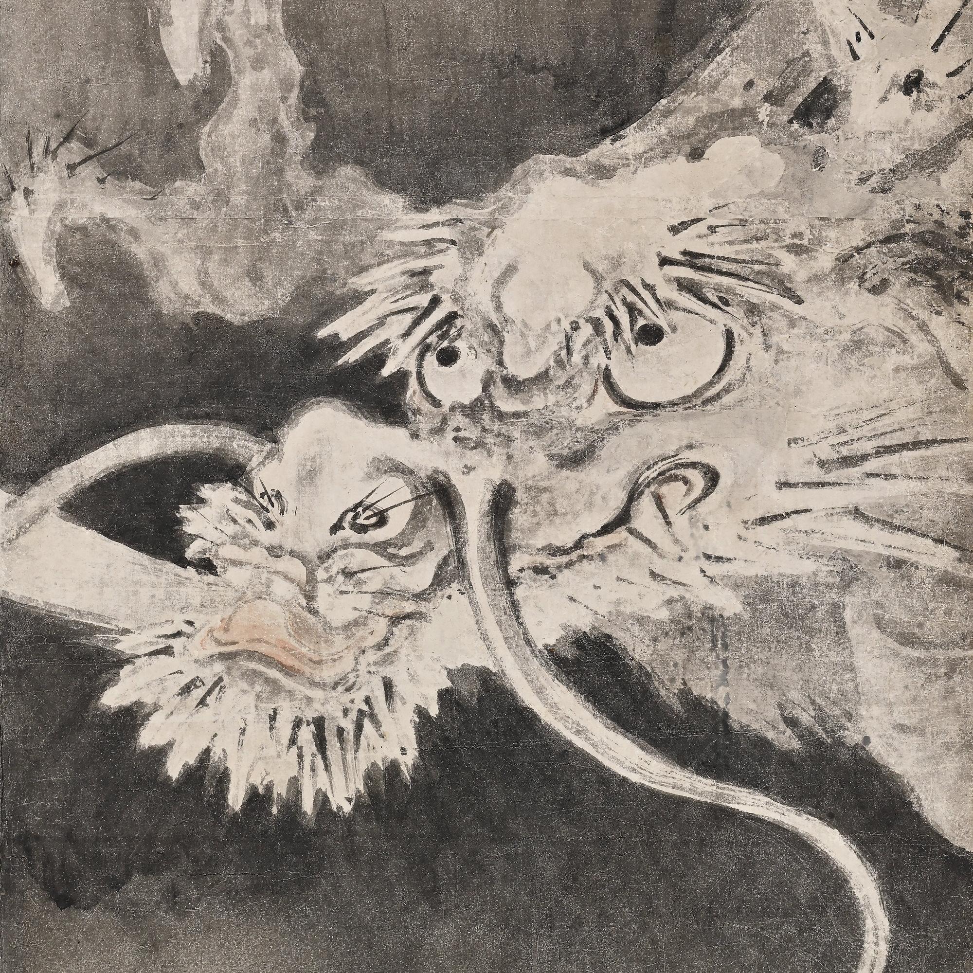 Paire d'écrans japonais du 17ème siècle. Tigre et dragon de Kaiho Yusetsu en vente 1