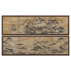 17th Century Japanese Screen. View of West Lake by Unkoku Toyo.