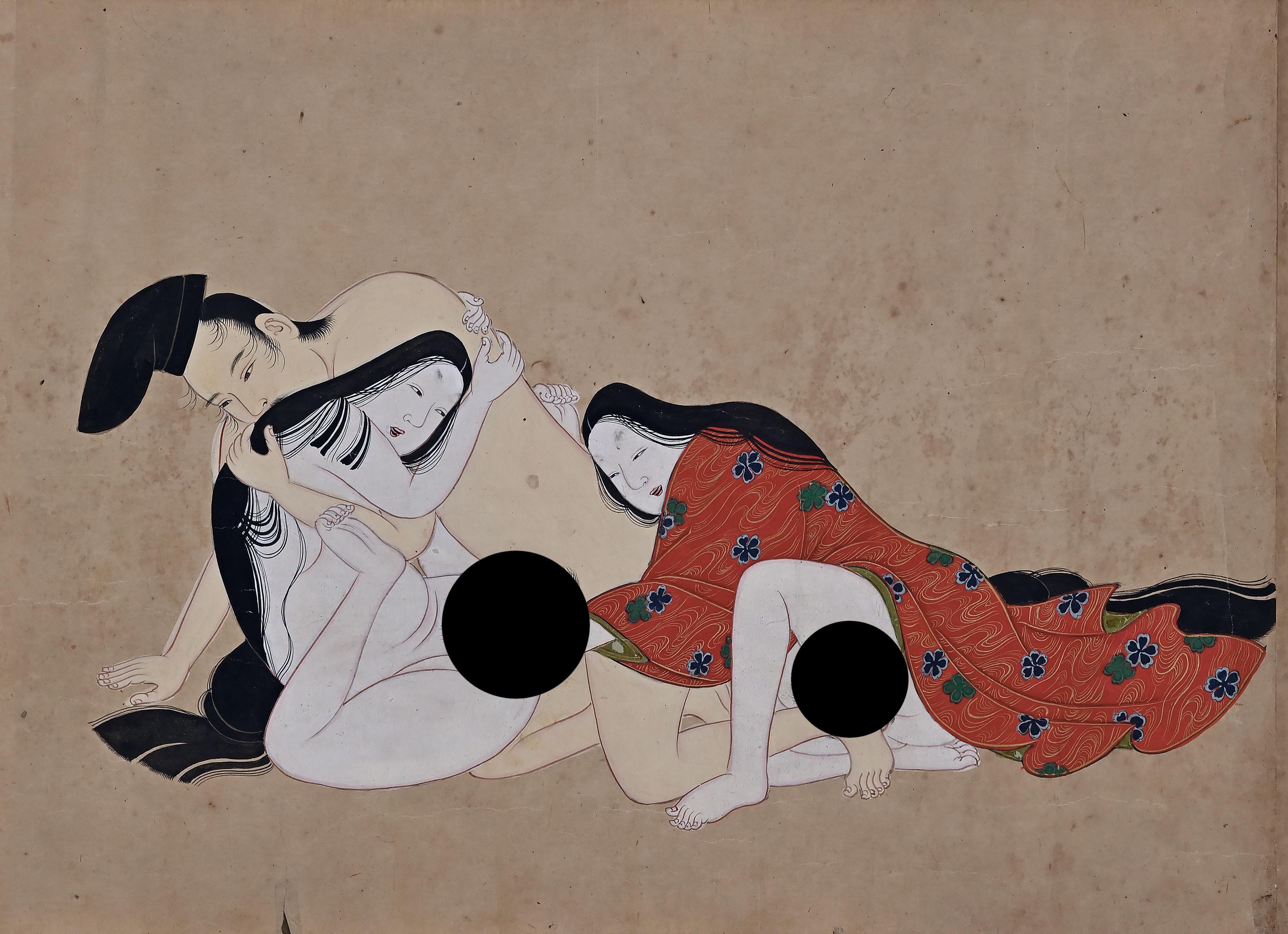 17th Century Japanese Shunga Hand-Scroll, Kano School 3