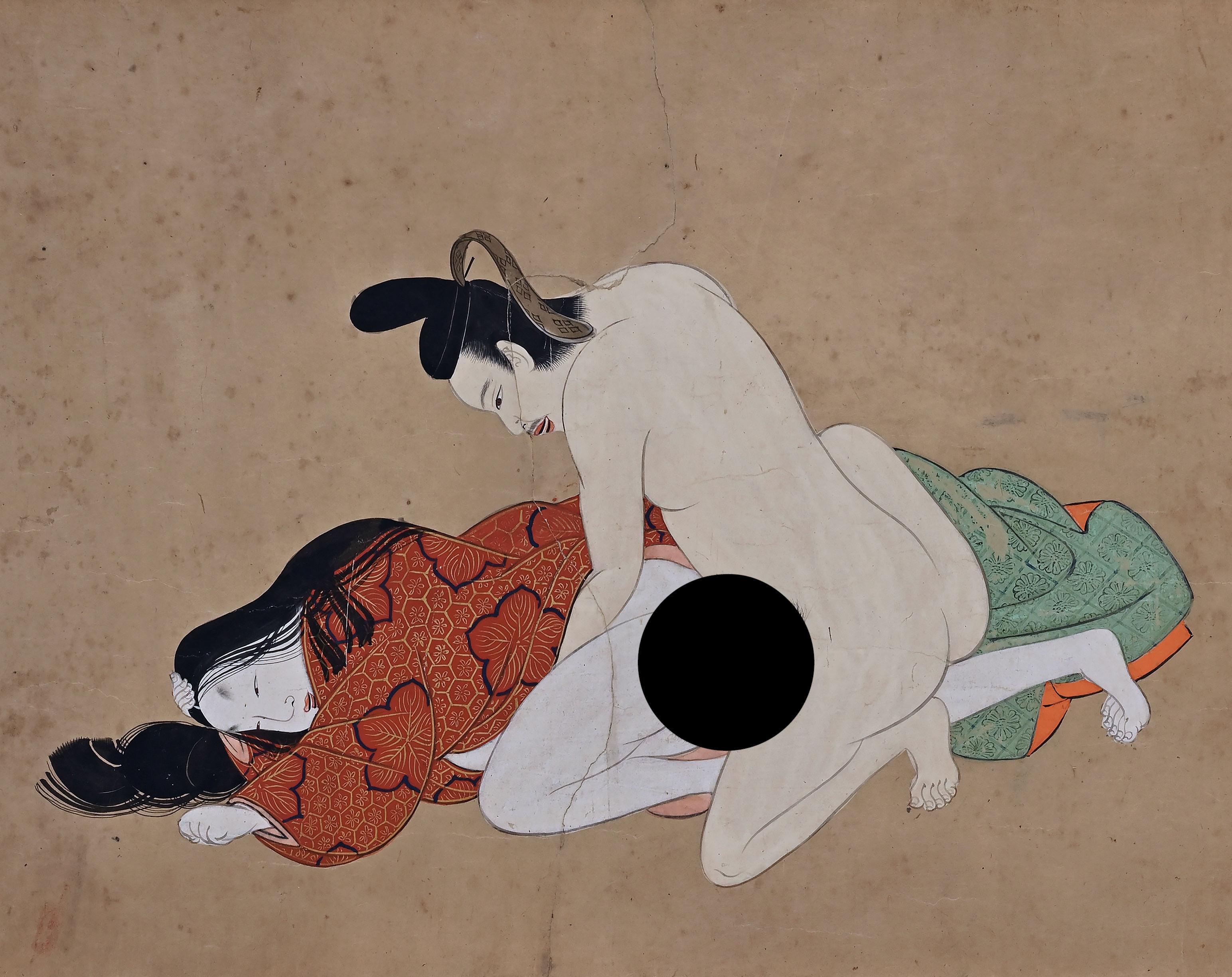 17th Century Japanese Shunga Hand-Scroll, Kano School In Fair Condition In Kyoto, JP