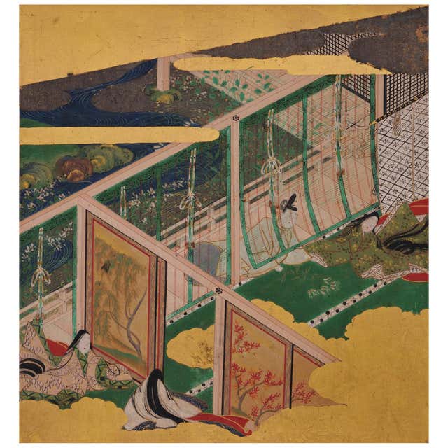 Early 17th Century Japanese Rinpa School Screen with Birds and Flowers