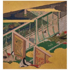 Peinture japonaise, XVIIe siècle, Le conte de Genji, Fujibakama, Tosa School