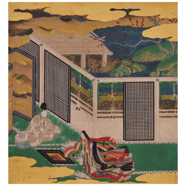 17th Century Japanese Tale of Genji Painting, Maboroshi, Tosa School at ...