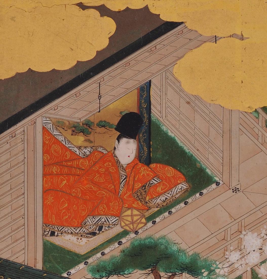 Edo Peinture japonaise, 17ème siècle, Contenu de Genji, école Tosa en vente
