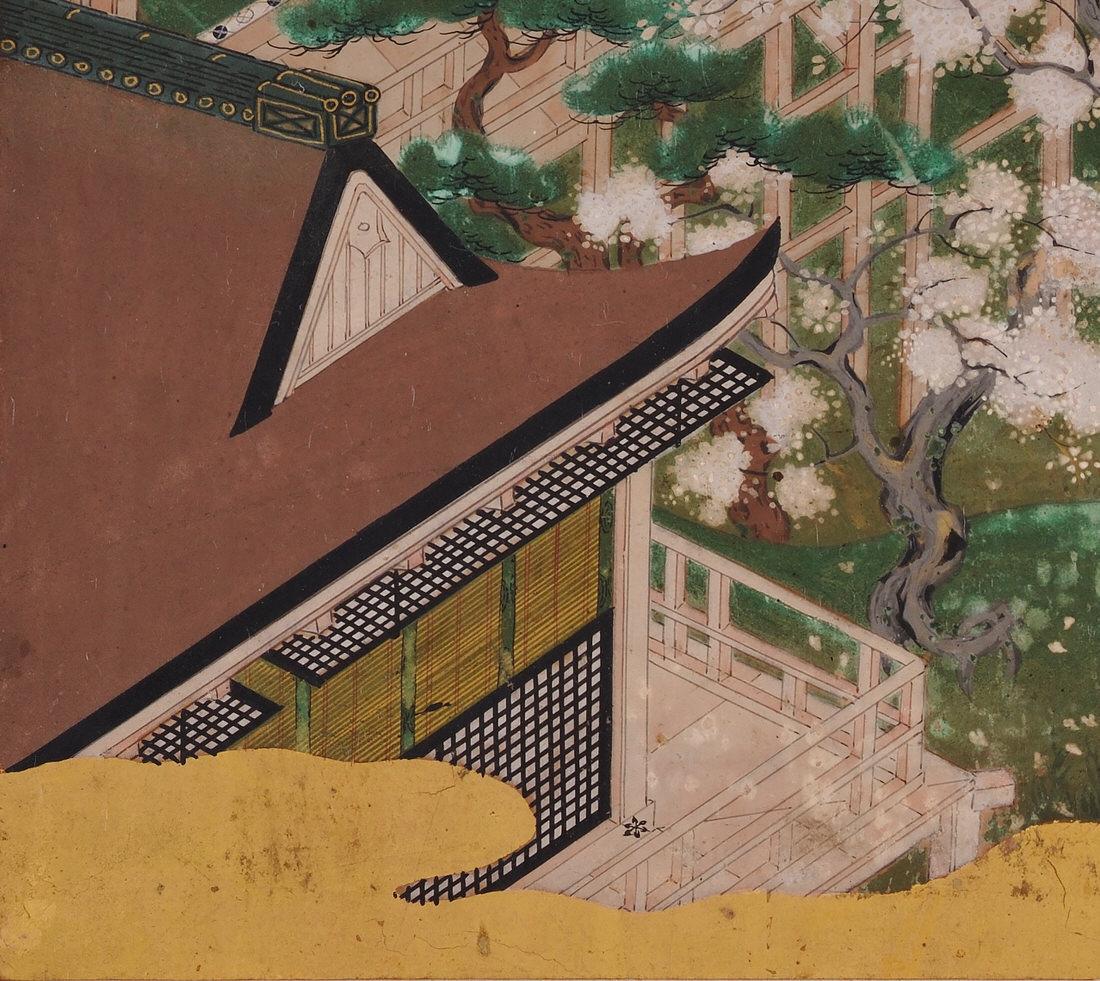 Japonais Peinture japonaise, 17ème siècle, Contenu de Genji, école Tosa en vente